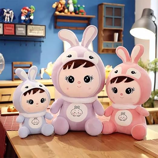 Super Soft Plush Rabbit-Ear Teddy Bear Doll - Cute Stuffed Animal Toy & Comfort Pillow for Kids, Girls & Adults (35cm, Pink) - Perfect for Gifts, Bedtime Cuddling & Nursery Decor