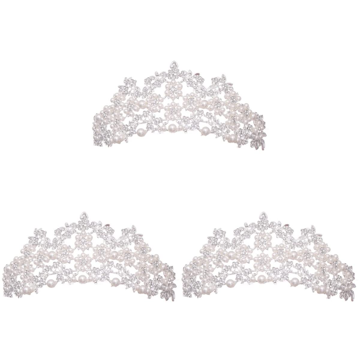 iFundom 2-Piece Pearl Rhinestone Wedding Tiara Set - Elegant Bridal Crown for Bride, Bridesmaids & Flower Girls - Perfect for Weddings, Prom, Pageants & Special Occasions