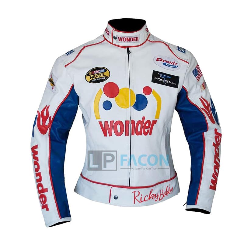 LP-FACON Women & Men White Carley Bobby Jacket - Faux Leather Motorcycle Jacket for Cosplay, Halloween Costume & Biker Fashion Outfits