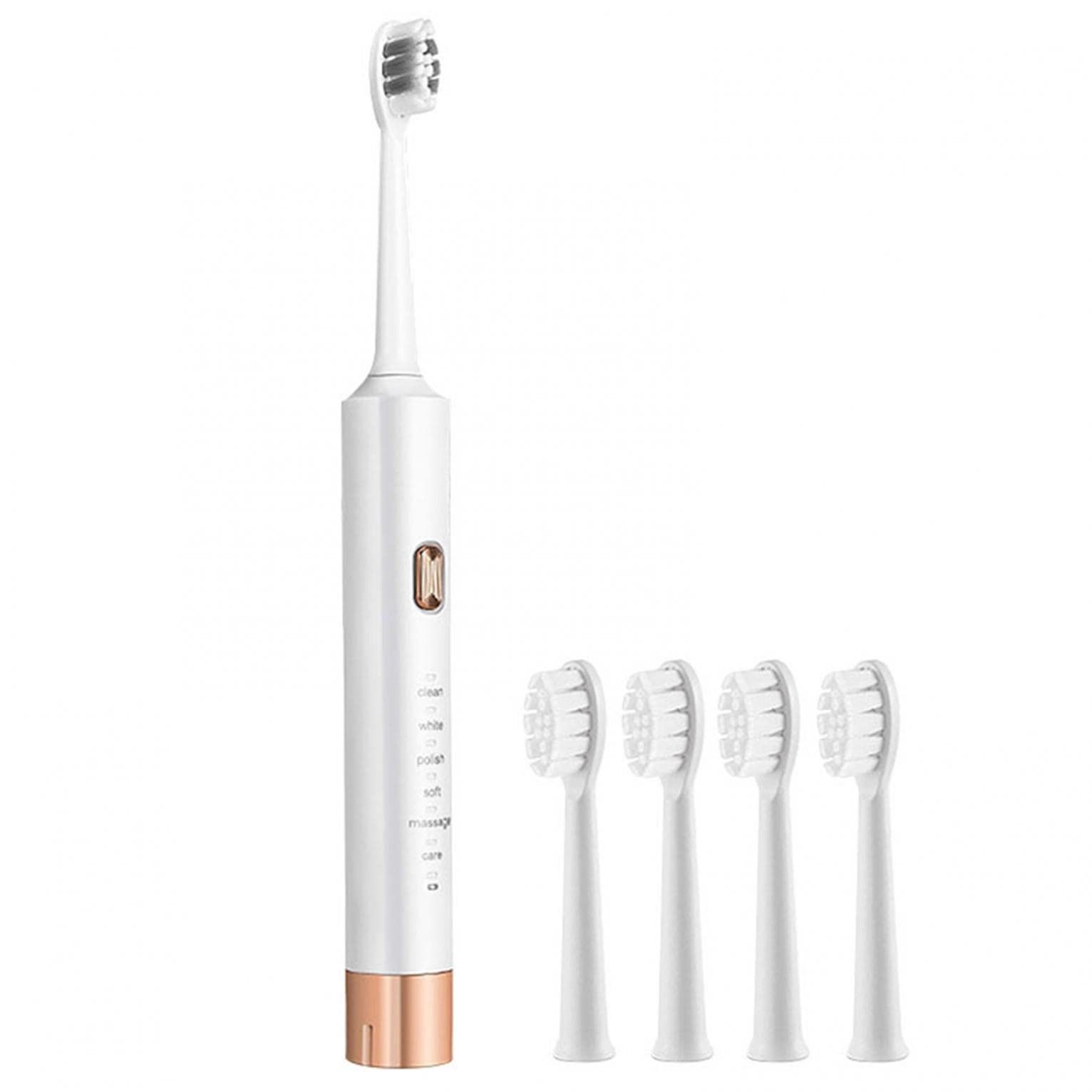 Sonic Electric Toothbrush with 4 Replacement Brush Heads - Deep Cleaning, Whitening & Gum Care - 6 Modes & 2-Minute Smart Timer - Perfect for Travel, Home & Family Oral Care