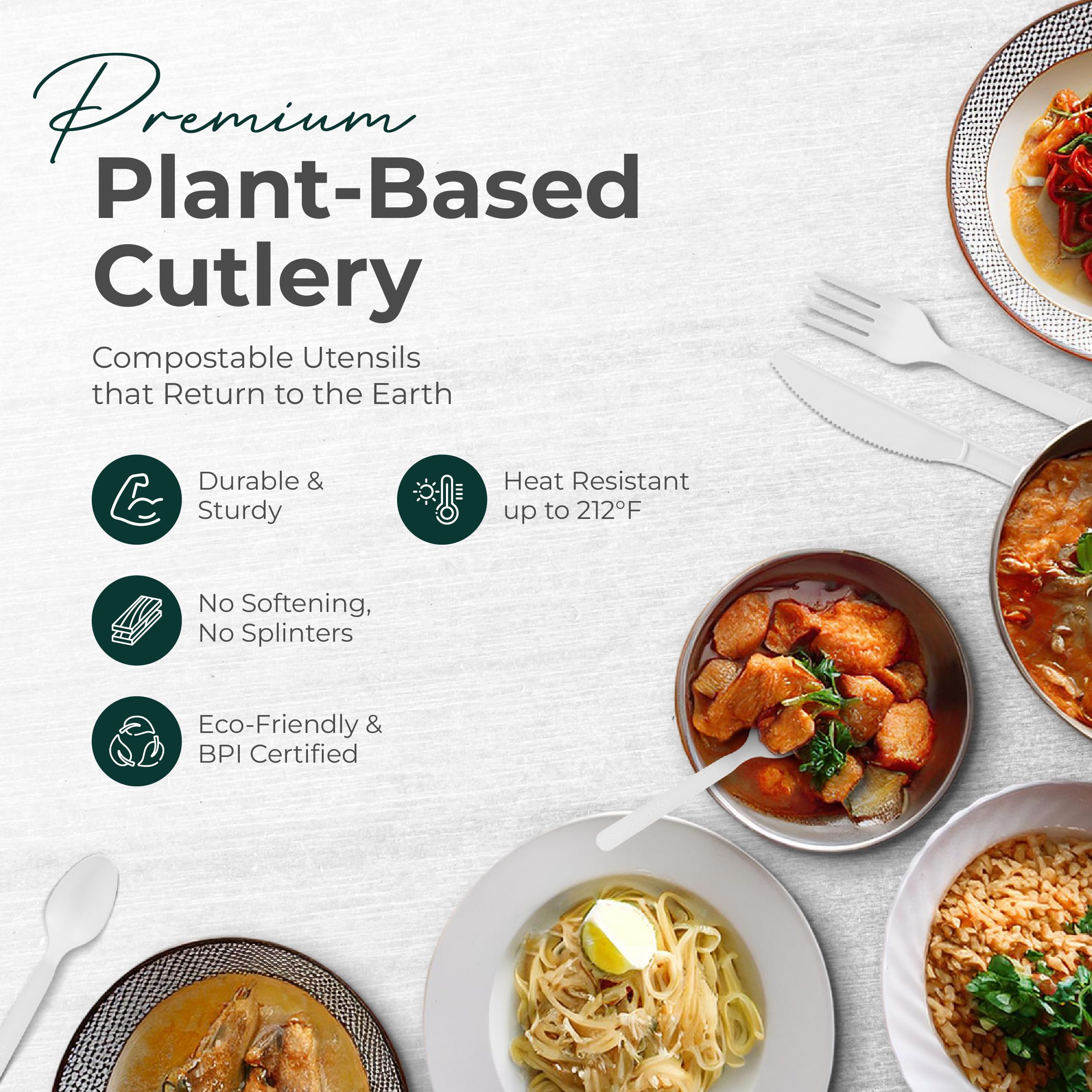 150 Large Biodegradable Forks - 100% Compostable Cutlery Set | Durable & Heat Resistant Eco-Friendly Utensils | Plastic-Free Alternative for Parties, Picnics & Outdoor Dining | Includes Convenient Tray by KOALALOVE