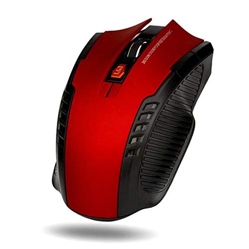 Wireless Mouse 2.4G Portable Optical Office Mouse with 3 Adjustable DPI - Ergonomic USB Computer Mouse for Laptop, PC, Mac - Red Right-Handed Design for Work, Gaming & Home Office Use