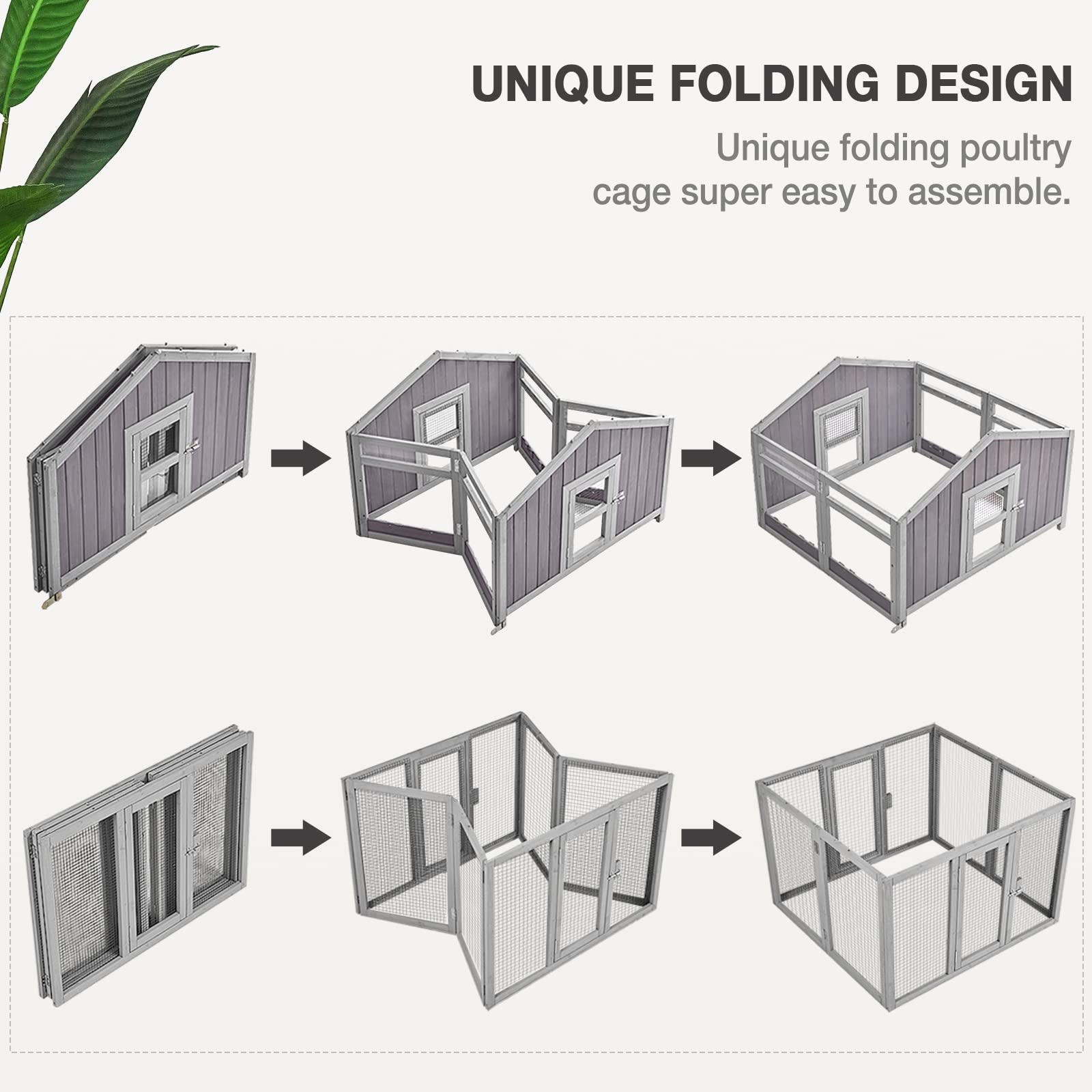 Large Folding Chicken Coop - Easy Setup Portable Outdoor Chicken House with 2 Nesting Boxes, Leakproof Pull-out Tray & UV-Resistant Roof | Perfect for Backyard Poultry, Small Farms & Urban Chicken Keeping