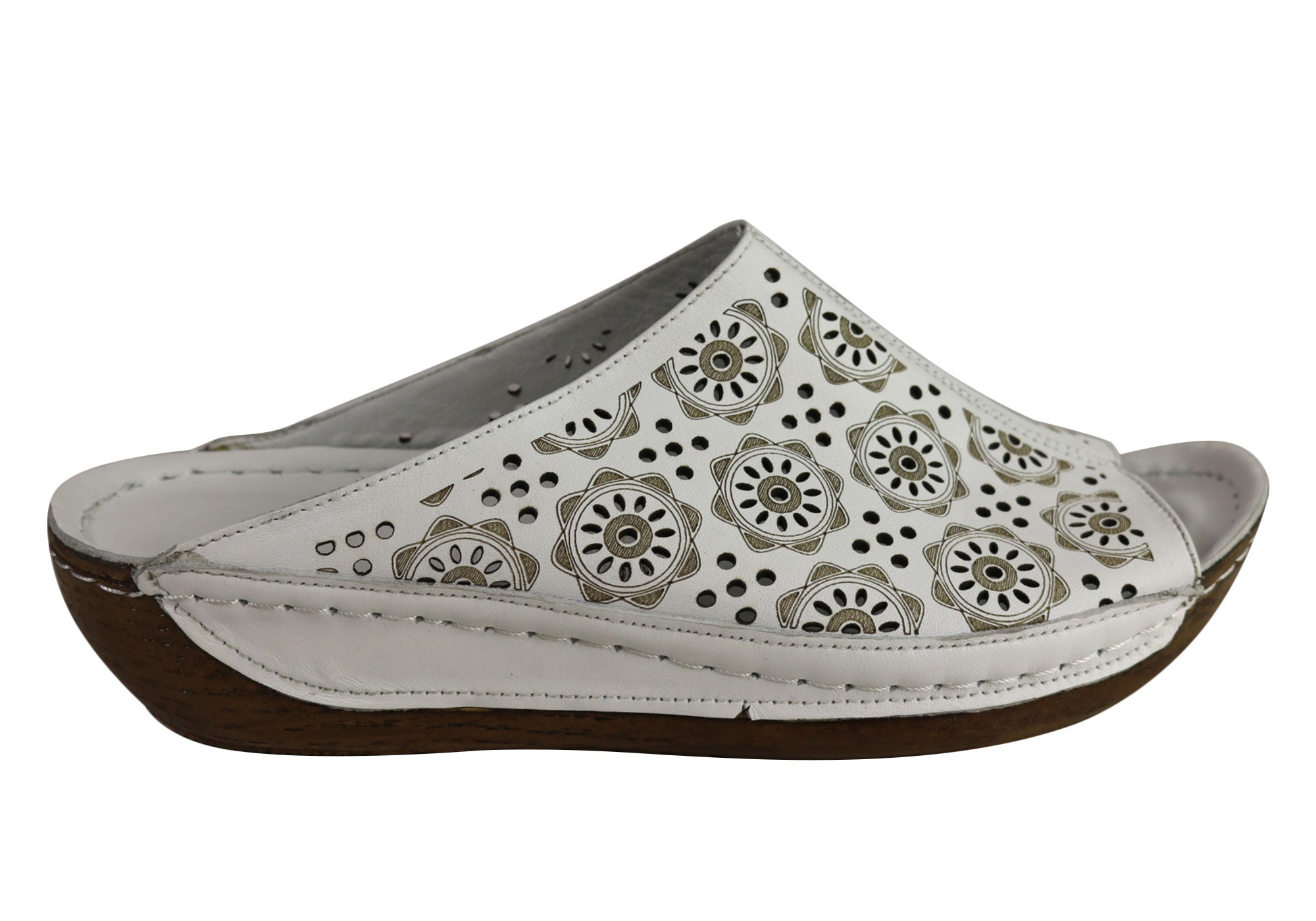 Orizonte Lisa Women's European Leather Comfort Low Wedge Slide Sandals - Stylish & Comfortable Summer Shoes for Beach, Vacation & Casual Wear