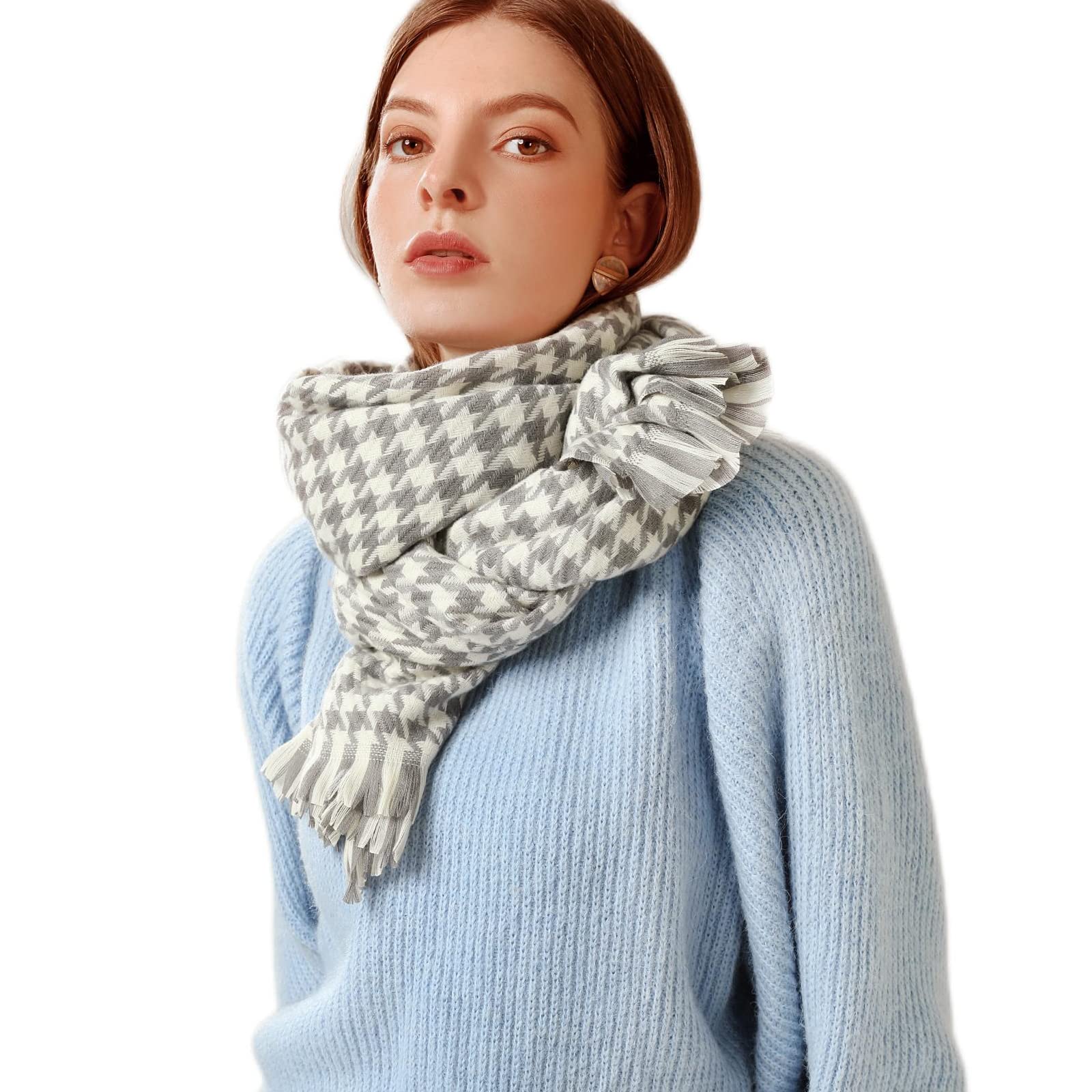 PCIQUTE Women's Fashion Long Shawl - Big Grid Winter Warm Lattice Large Scarf for Women | Soft Cozy Wrap for Cold Weather, Office, Travel & Outdoor Activities