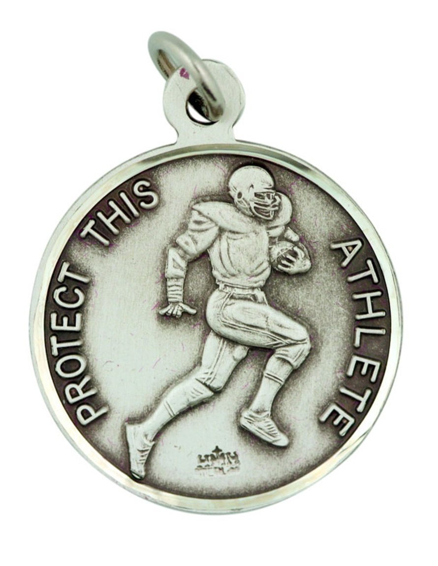 Sterling Silver Saint Sebastian Medal Pendant for Athletes - 15/16 Inch Religious Jewelry Gift for Sports Enthusiasts - Perfect for Baptism, First Communion, Confirmation & Everyday Wear