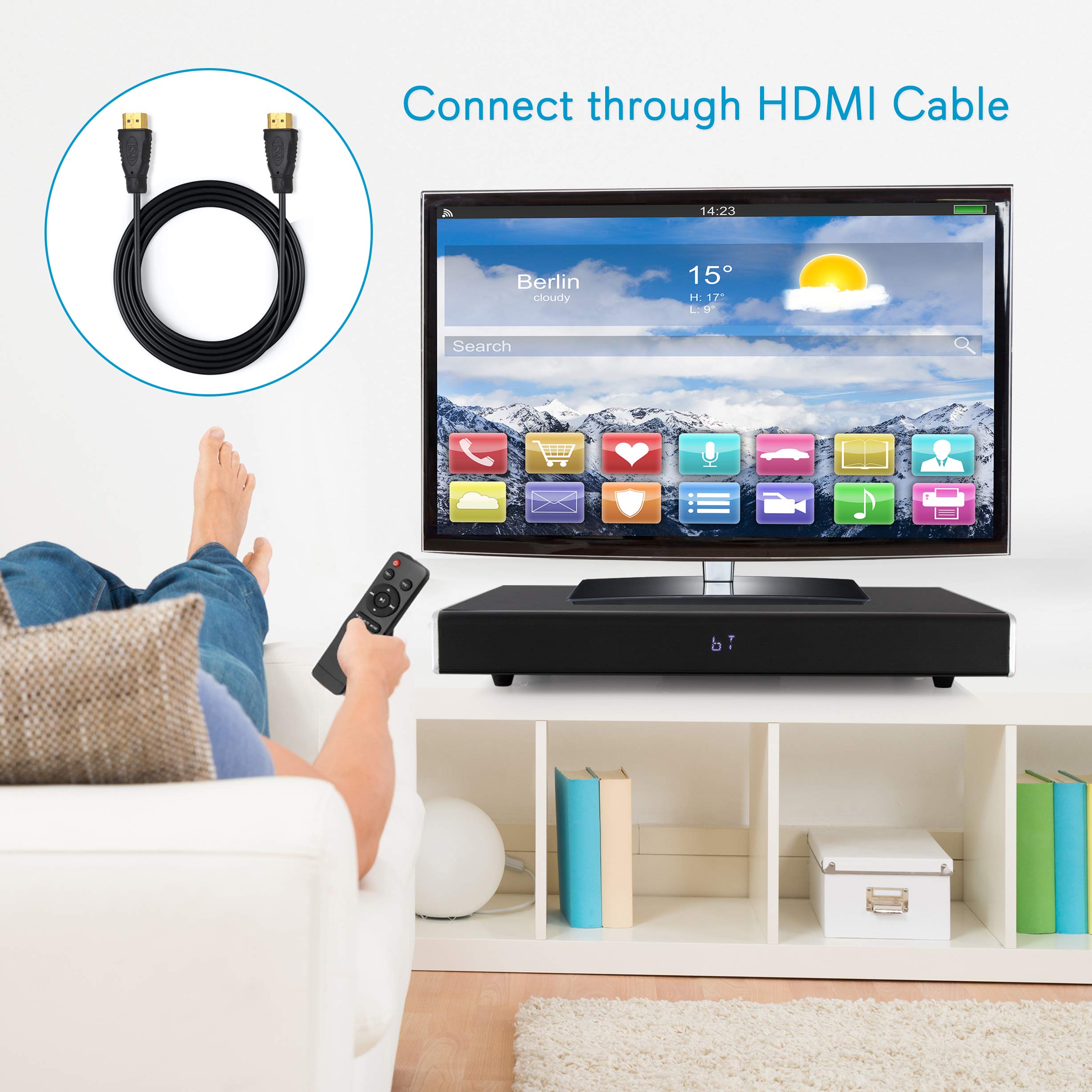 Pyle PSBV830HDBT Bluetooth Sound Bar - Wireless Home Theater Speaker System with Deep Bass for TV, Movies & Music | Perfect for Living Room & Home Entertainment Setup