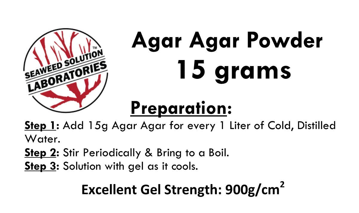 Premium Agar Agar Powder - 15g Lab Grade for Cooking, Baking & Science Experiments | Vegan Gelatin Substitute for Desserts, Jellies & Petri Dishes
