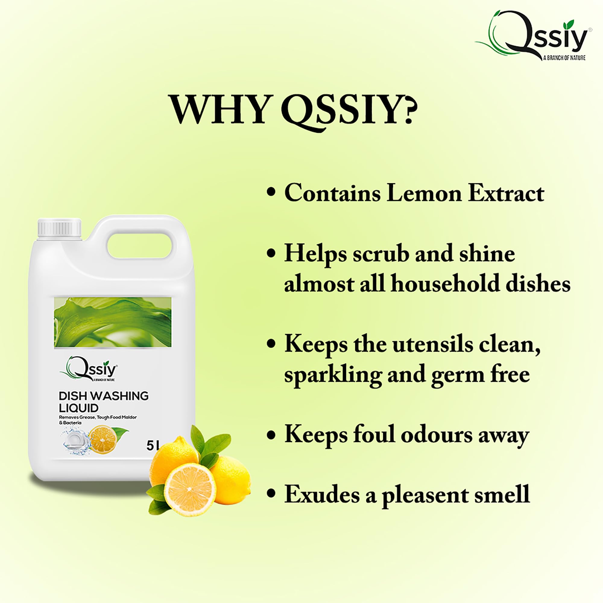 Qssiy Green Apple Dishwashing Liquid Gel - 5+1 Liter for All Utensils | Safe & Effective Dishwasher Detergent | Perfect for Kitchen, Restaurant & Home Use
