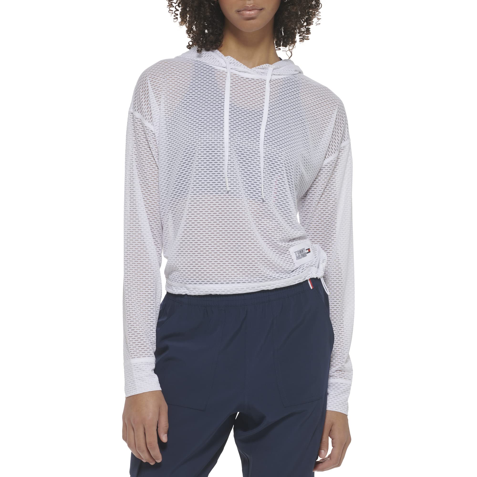 Tommy Hilfiger Women's Premium Performance Mesh Hooded Long Sleeve Hoodie - Lightweight Athletic Pullover for Running, Yoga & Casual Wear
