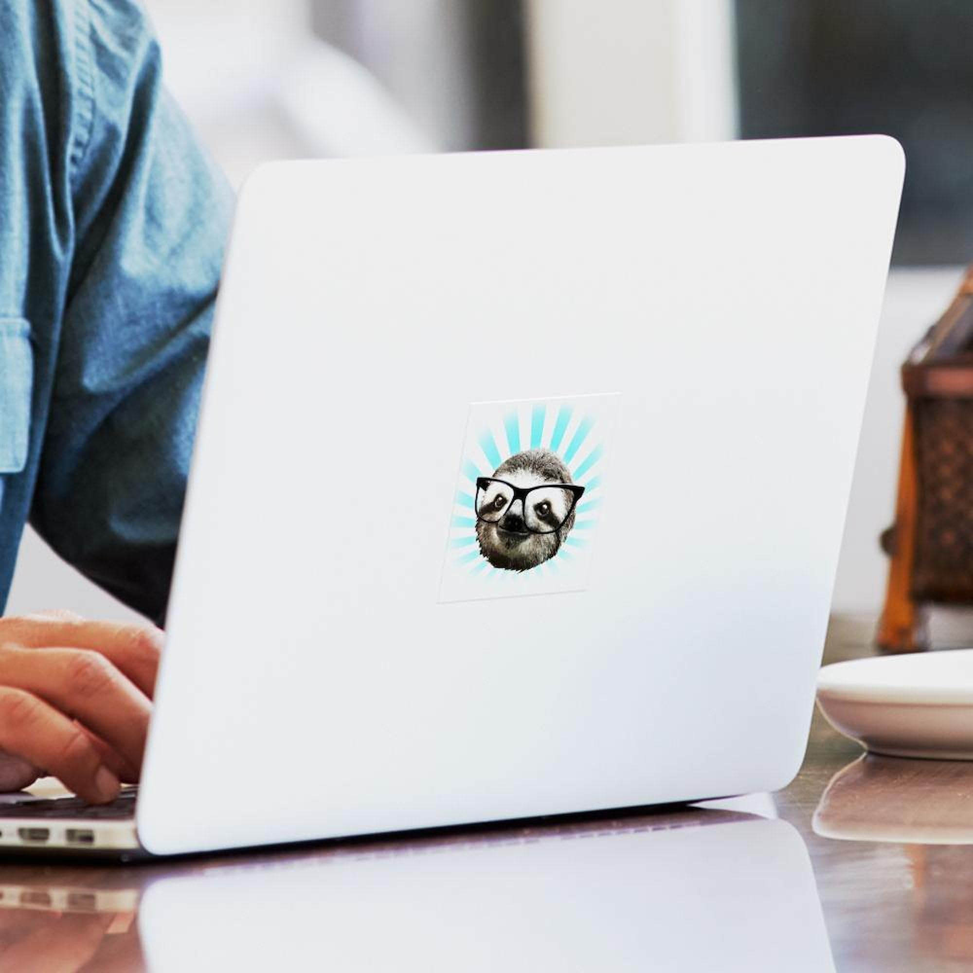 Cute Hipster Sloth Sticker - Waterproof Vinyl Bumper Decal for Cars, Laptops & Windows - Funny Animal Car Accessories for Sloth Lovers