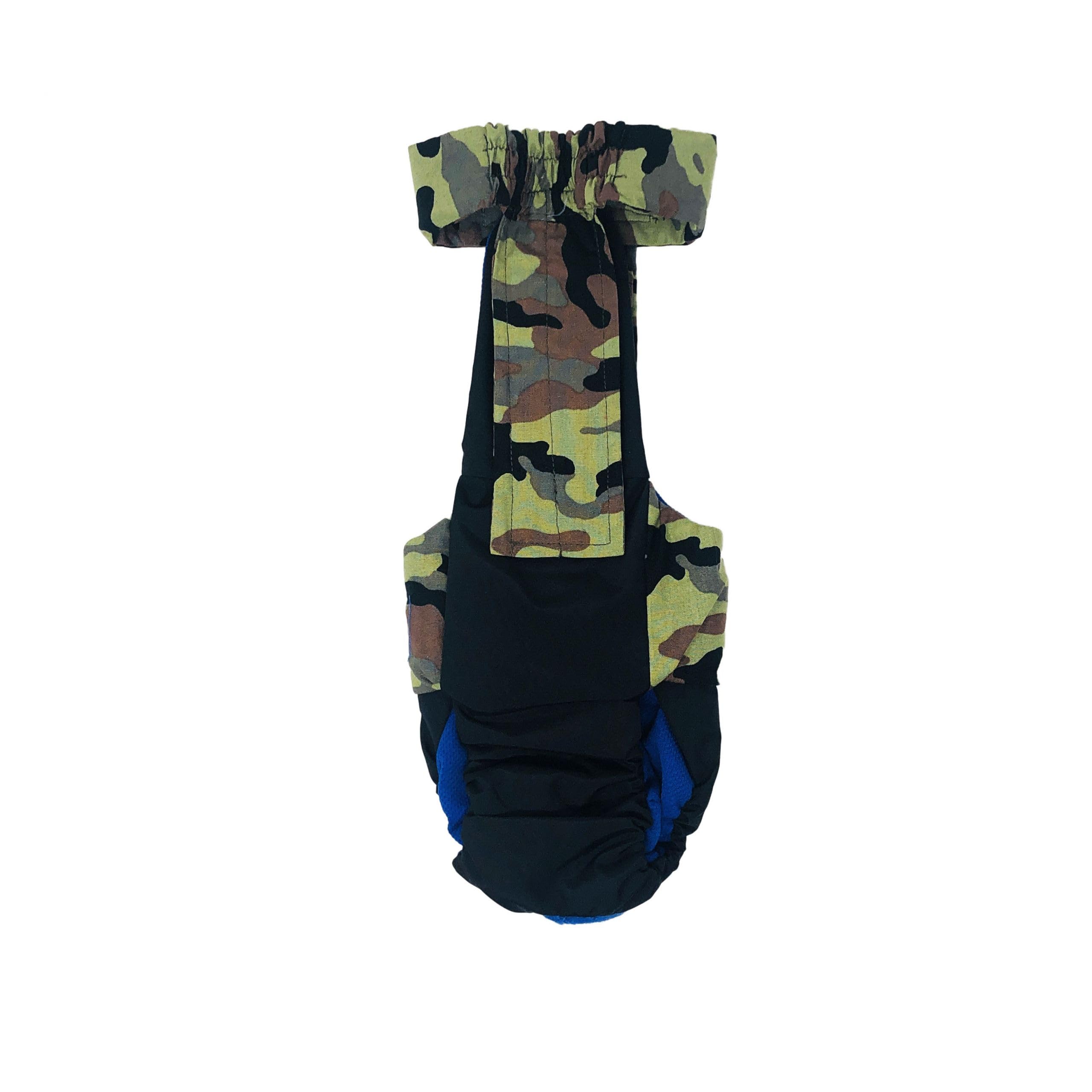Camo on Black Dog Diaper Overall XXL with Tail Hole - Waterproof Pet Diaper for Incontinence - Made in USA - Perfect for House Training, Travel & Elderly Dogs