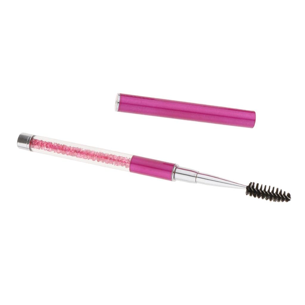 Rose Red Rhinestone Eyebrow & Eyelash Curling Mascara Brush Applicator Wand - Perfect for Bridal Makeup, Party Glam & Professional Salon Use