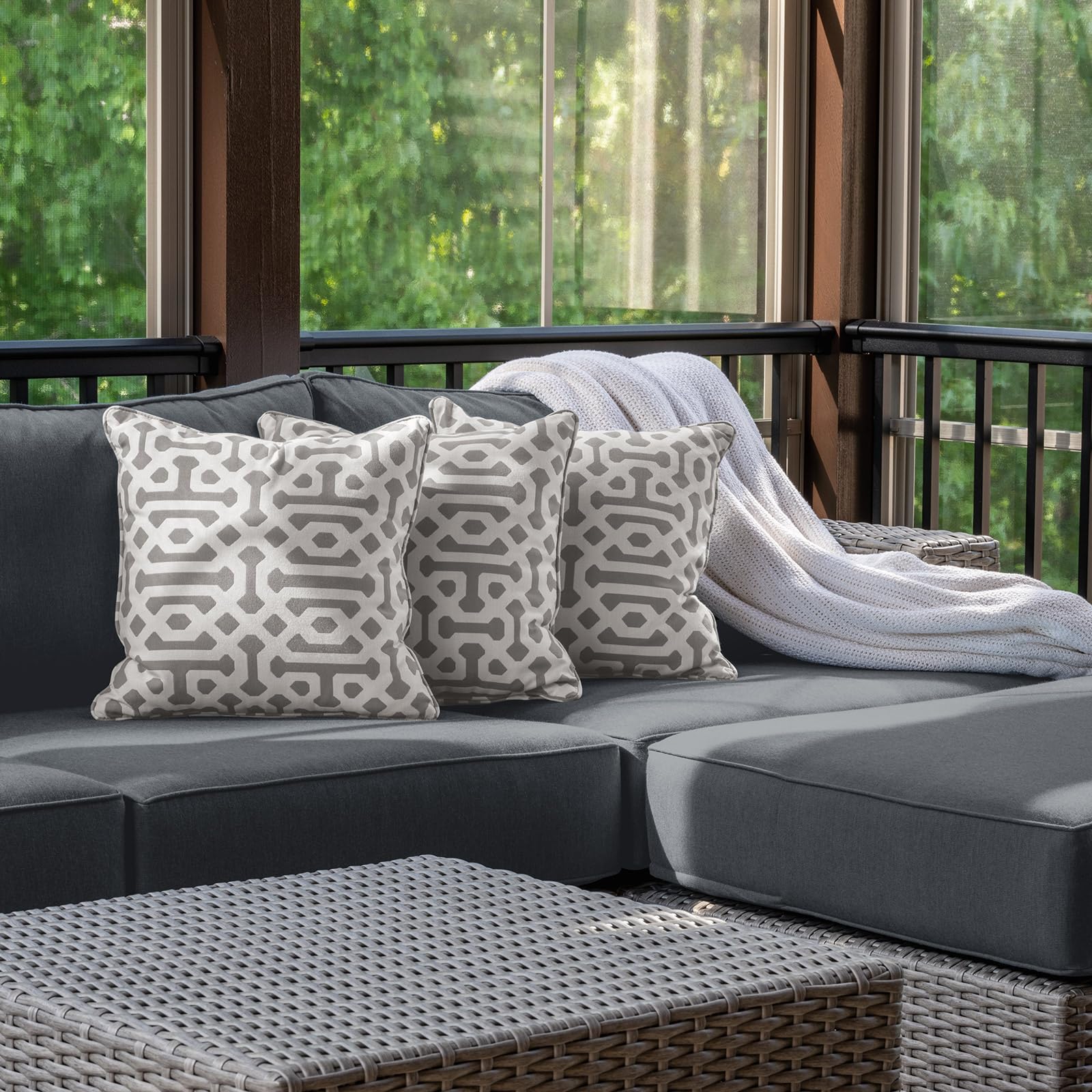 **Patelai 11-Piece Outdoor Patio Cushion Slipcovers - Waterproof Replacement Covers for Sectional Sofa, Couch & Furniture (3 Sizes, Gray) - Perfect for Backyard, Deck & Poolside Relaxation**