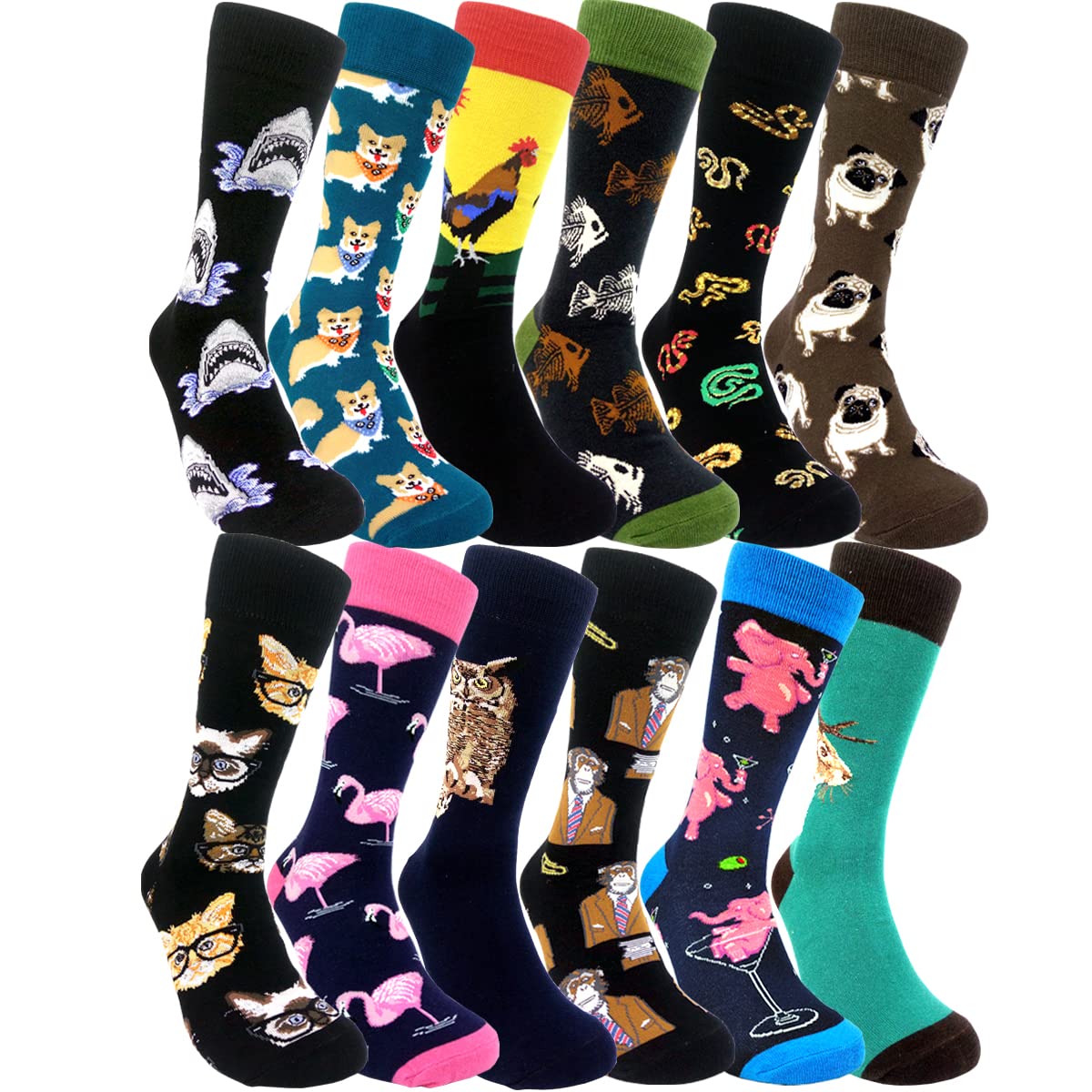 Funny Pattern Dress Socks for Men - Crazy Design Cotton Novelty Socks - Perfect Gift for Him - Great for Office, Parties & Casual Wear