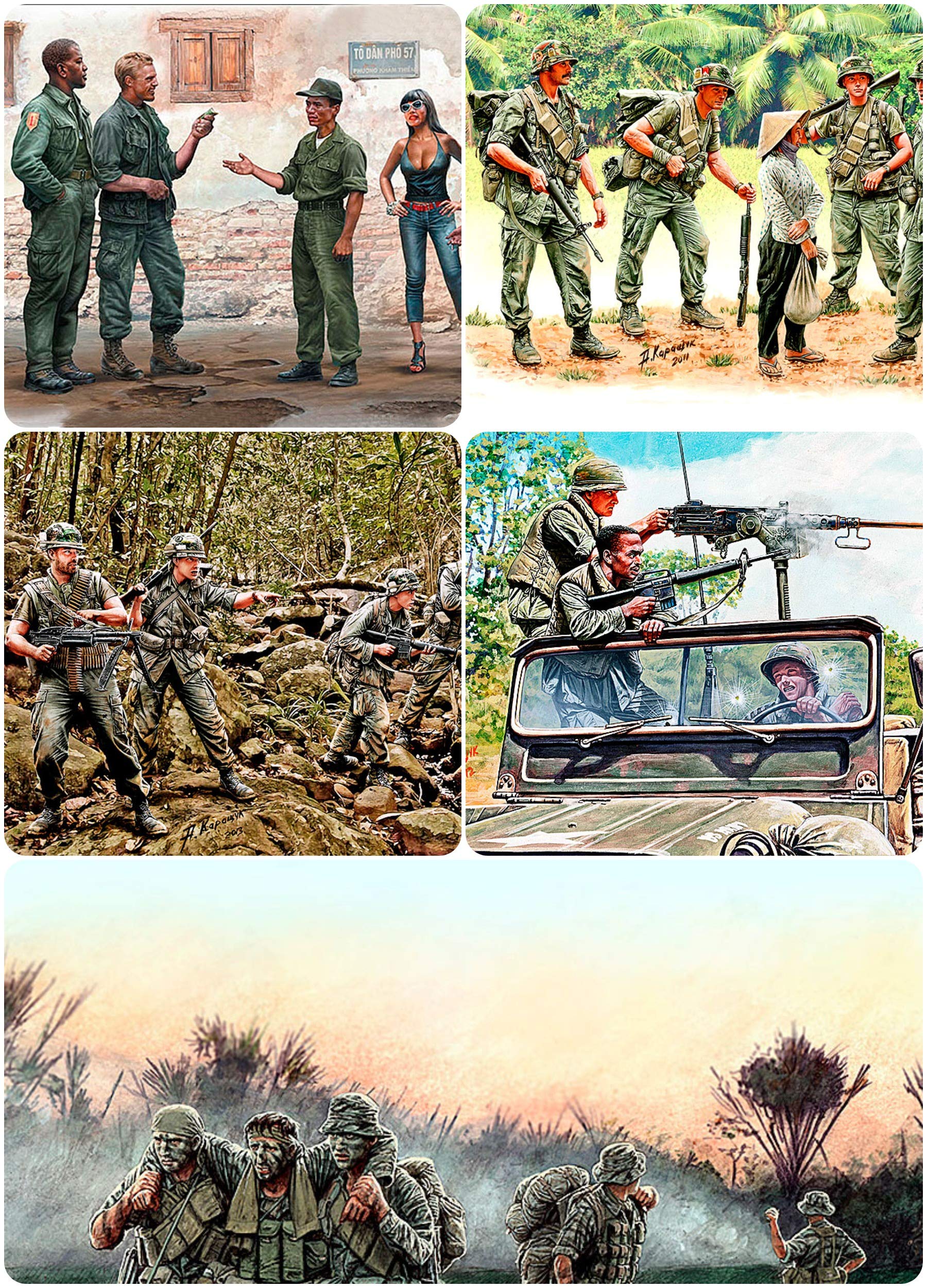 1/35 Scale Vietnam War Era Plastic Model Kits - Master Box Series 5 Bundle (5 Kits) - Perfect for Military History Enthusiasts & Scale Model Collectors