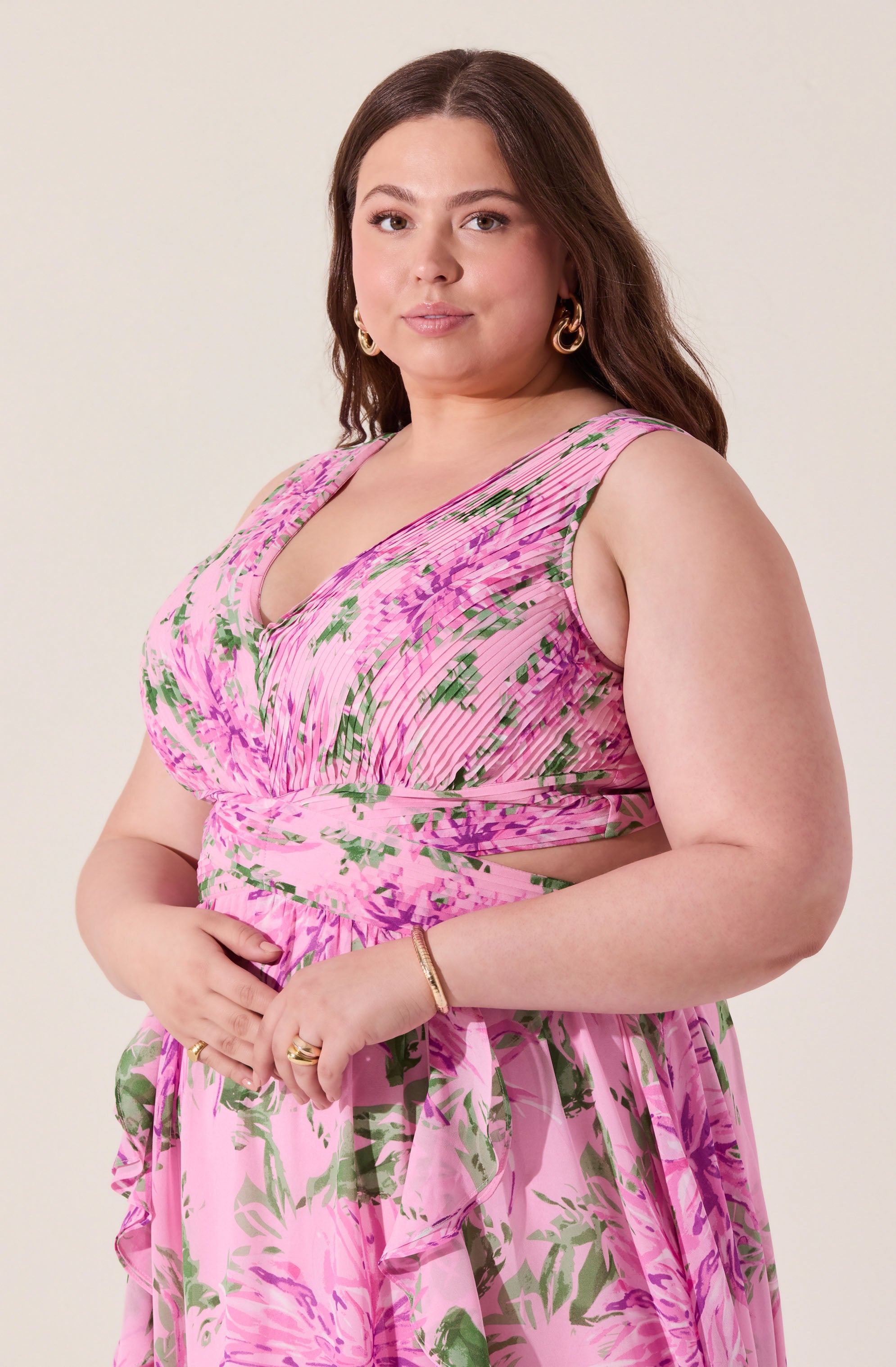 Noya Floral Cutout Maxi Dress for Women - Elegant Summer Beach Dress with Floral Print & Side Slits - Perfect for Vacation, Wedding Guest, and Boho Outfits