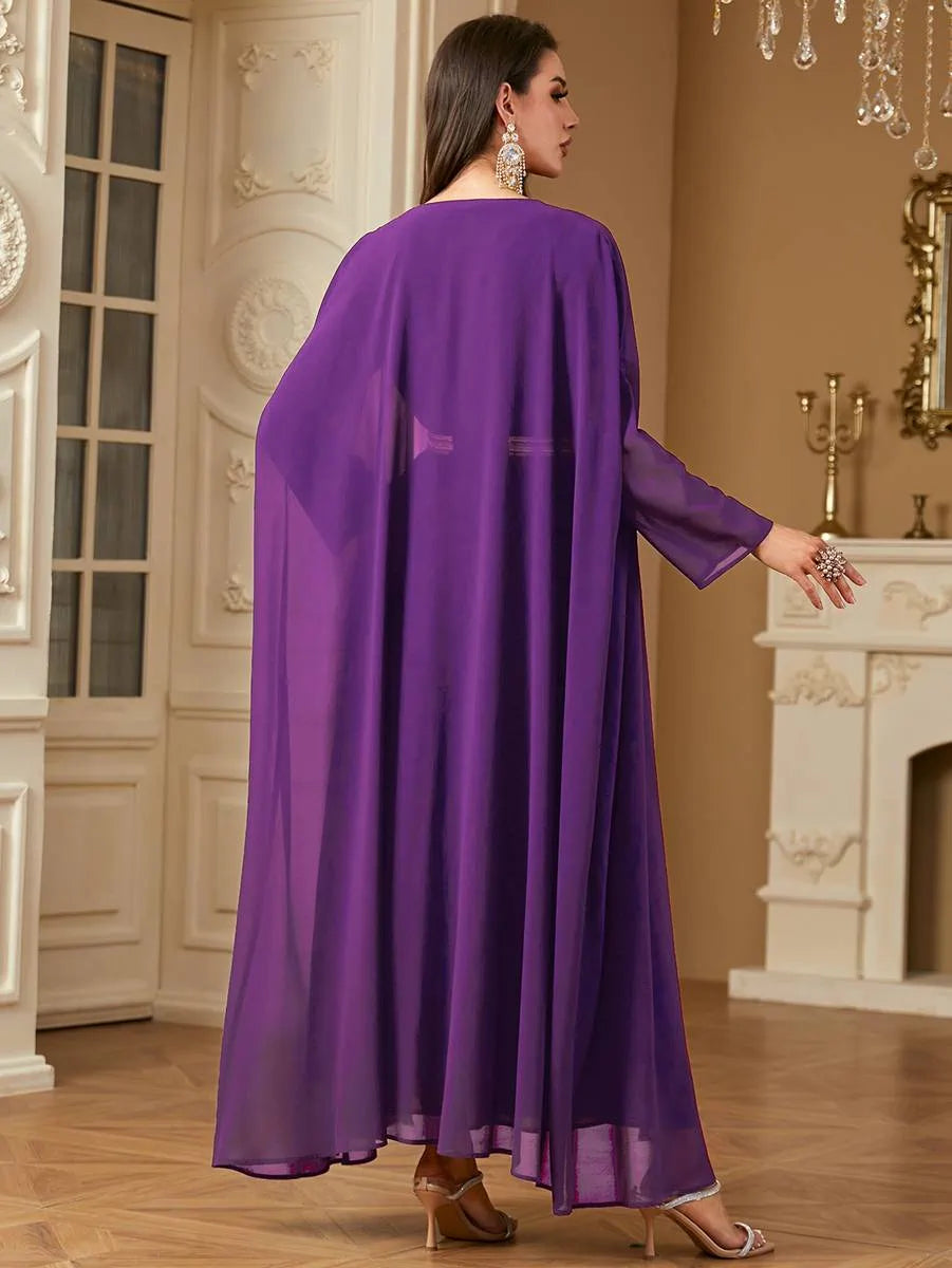 2-Piece Chiffon Caftan Dress Set for Women - Elegant Kaftan Outfit for Weddings, Parties & Special Occasions | Flowy Beach Coverup & Summer Evening Wear