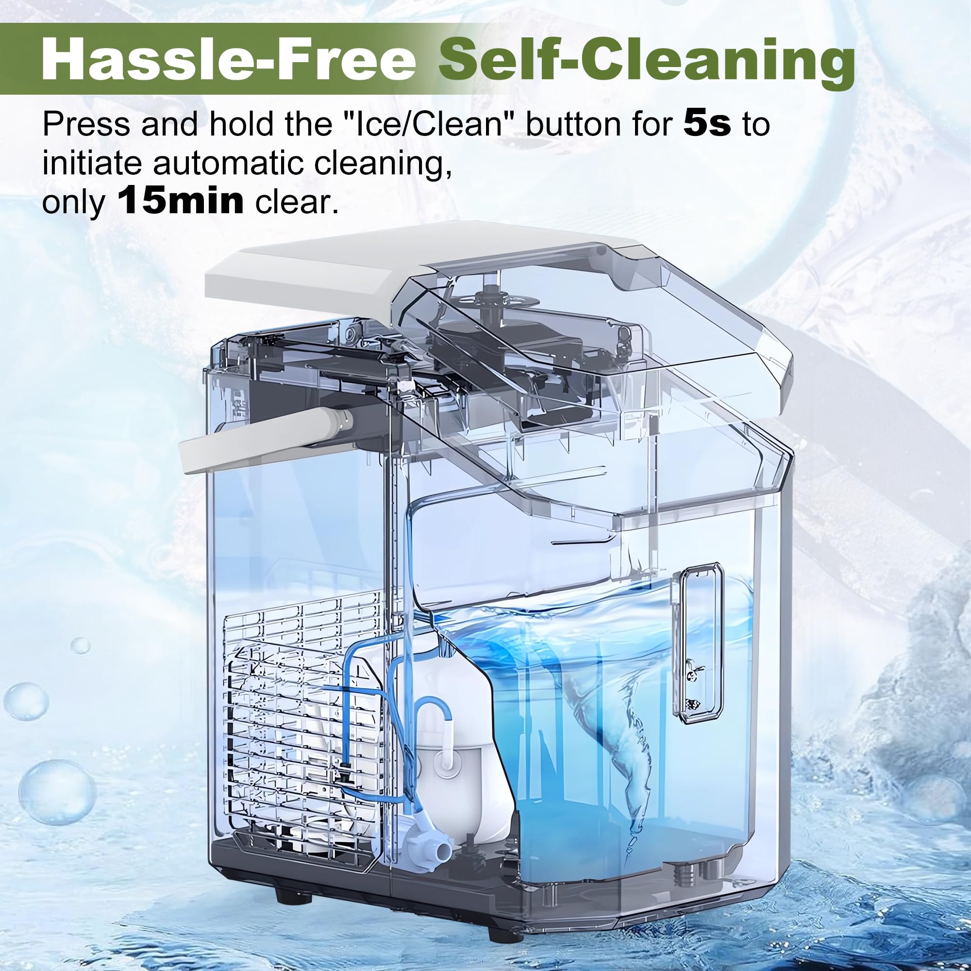NicBex Countertop Nugget Ice Maker - 34Lbs/24H Self-Cleaning Portable Ice Machine with One-Button Operation | Perfect for Kitchen, Bar, Office, Party & Outdoor Entertaining | White
