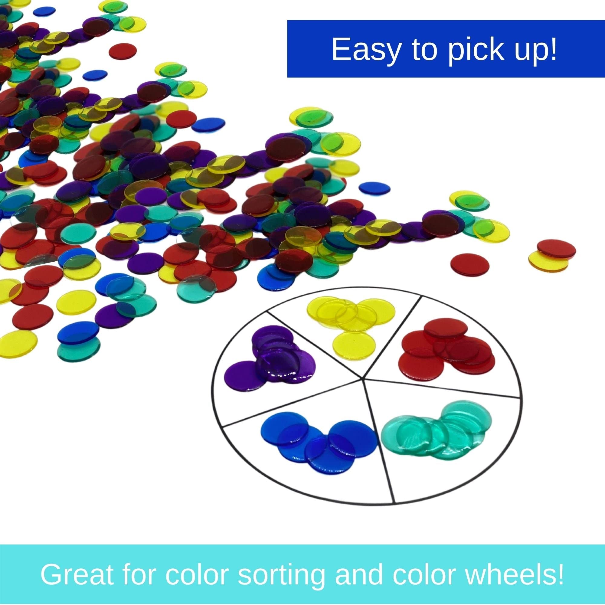 MR CHIPS Plastic Bingo Chips - 250 Count Bag with Solid & Transparent Colors (3/4 Inch) - Perfect for Bingo Games, Casino Nights, Math Counting, and Classroom Activities - Transparent Red