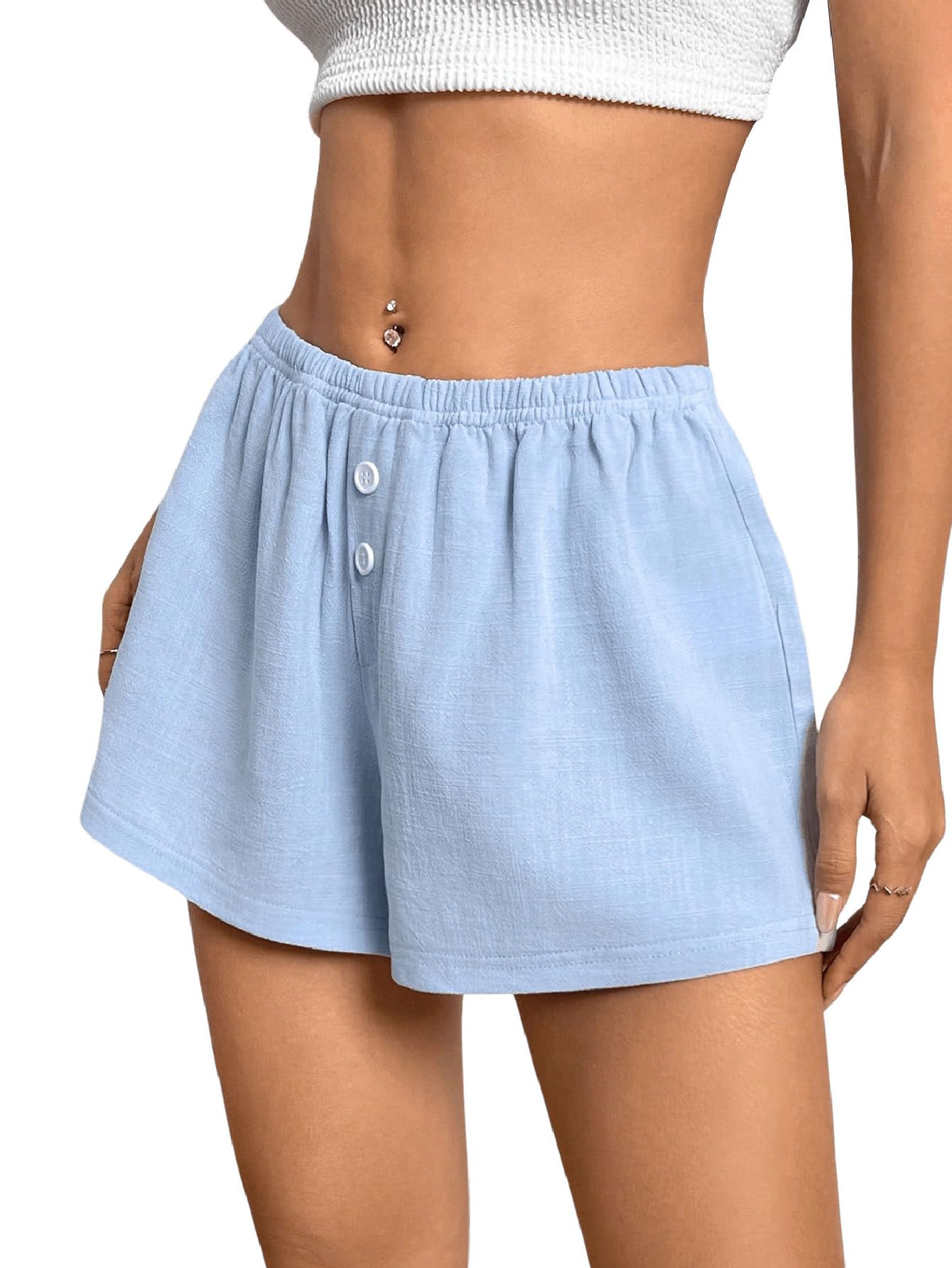 Milumia Women's High Waist Stretchy Wide Leg Shorts - Button Front Loose Fit Lounge Shorts for Summer, Yoga, and Casual Wear