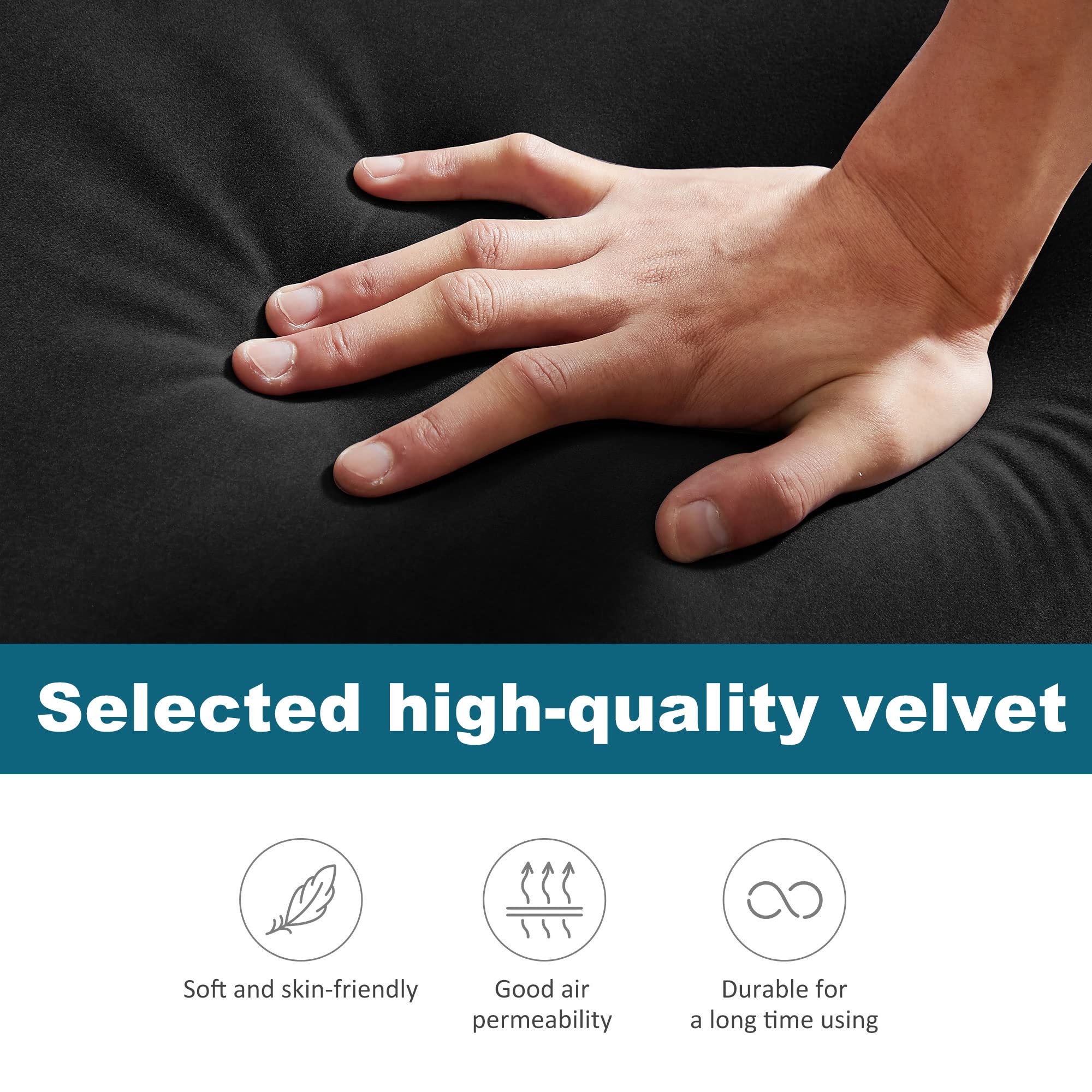 Antetek 55-inch 3-in-1 Convertible Sleeper Sofa Bed - Velvet Loveseat with Pull-Out Bed, Adjustable Backrest, Toss Pillow & Side Pocket - Perfect for Small Spaces, Living Room, Apartment, Dorm (Black) | Space-Saving Multi-Functional Furniture for Guests & Daily Use