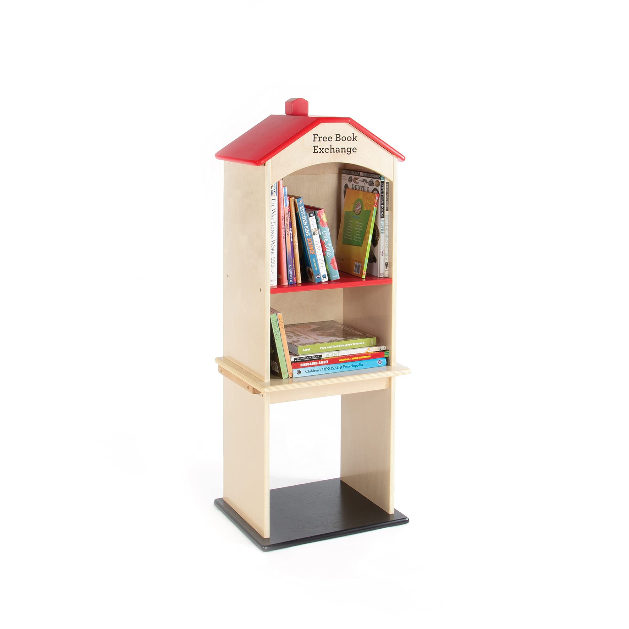 Guidecraft Free Library Exchange Book Stand - 3-Shelf Wooden Bookcase for Classroom & Home Storage | Perfect for School Libraries, Reading Corners & Kids' Rooms