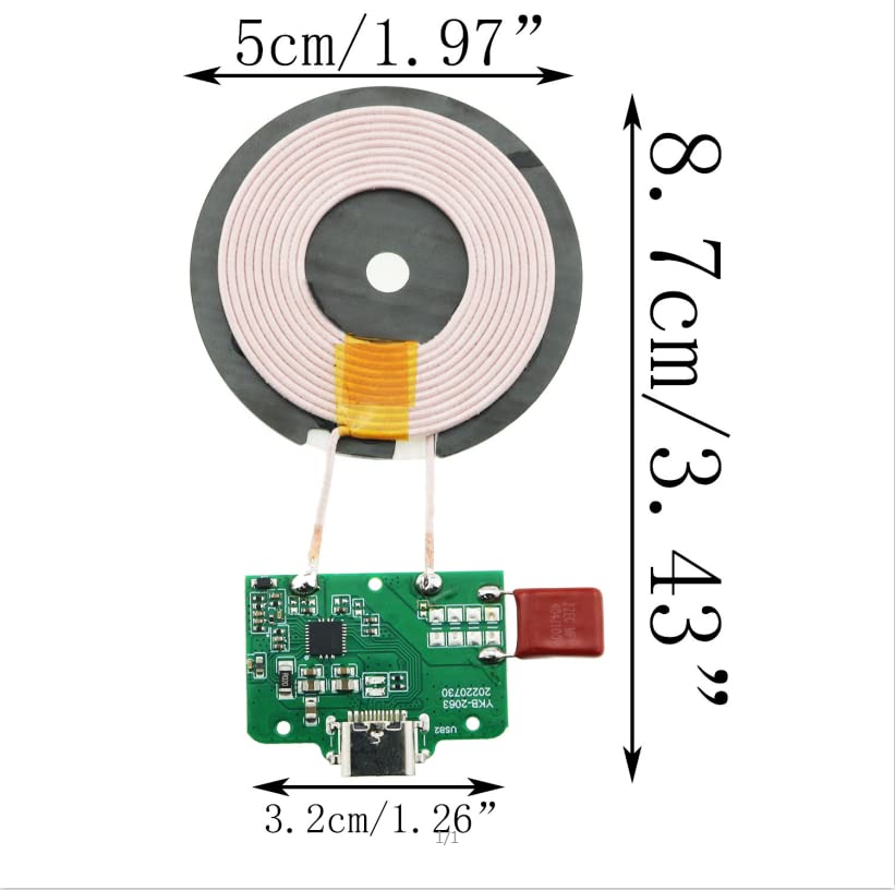 15W Qi Wireless Charger PCBA Circuit Board with Coil Pad - Fast Charging Module for Smartphones & Electronics - Perfect for DIY Projects & Device Repair