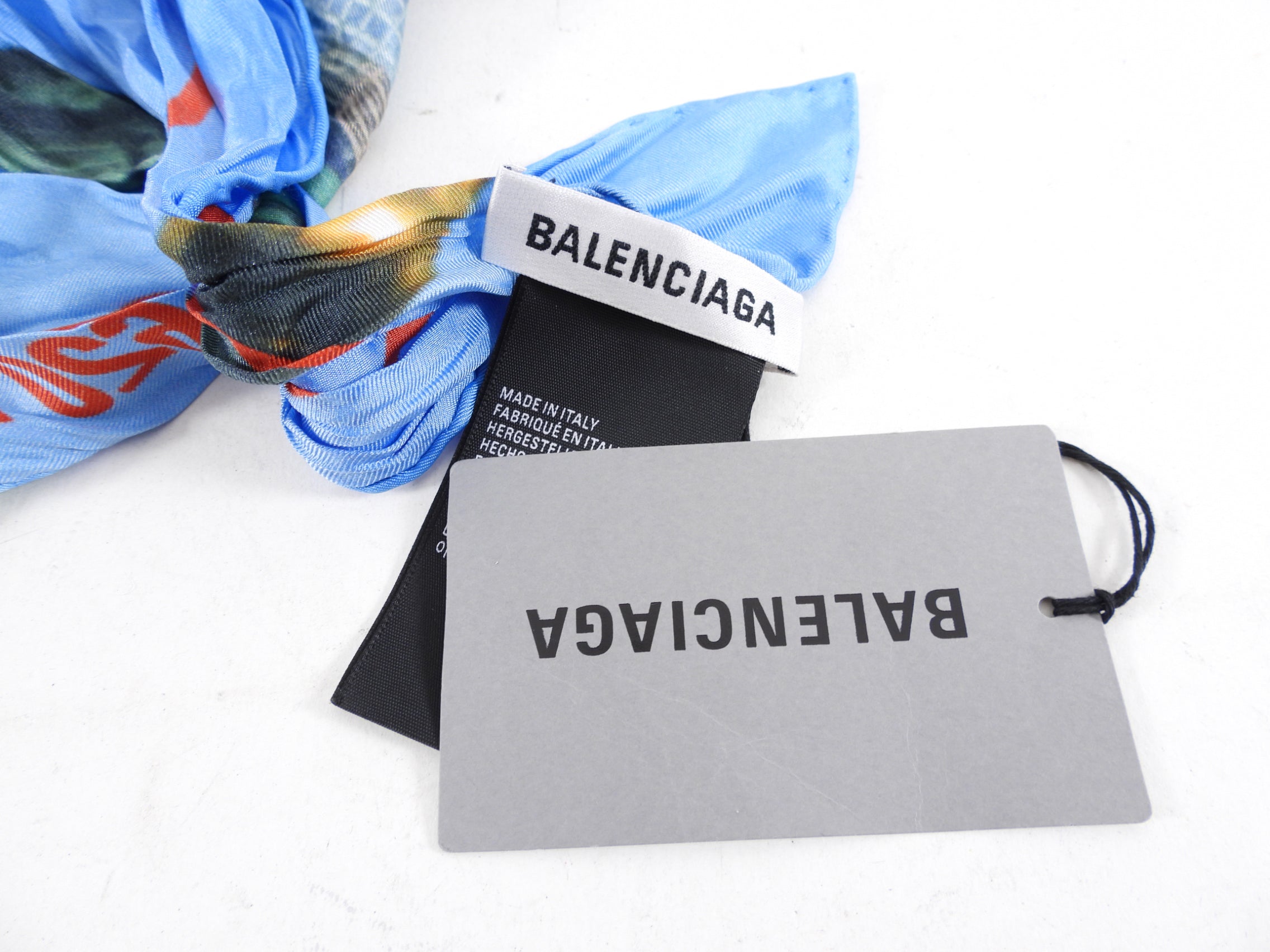 Balenciaga I Love New York Silk Wrinkle Scarf - Luxury Fashion Accessory for Women, Stylish Neck Scarf for Travel & City Outfits