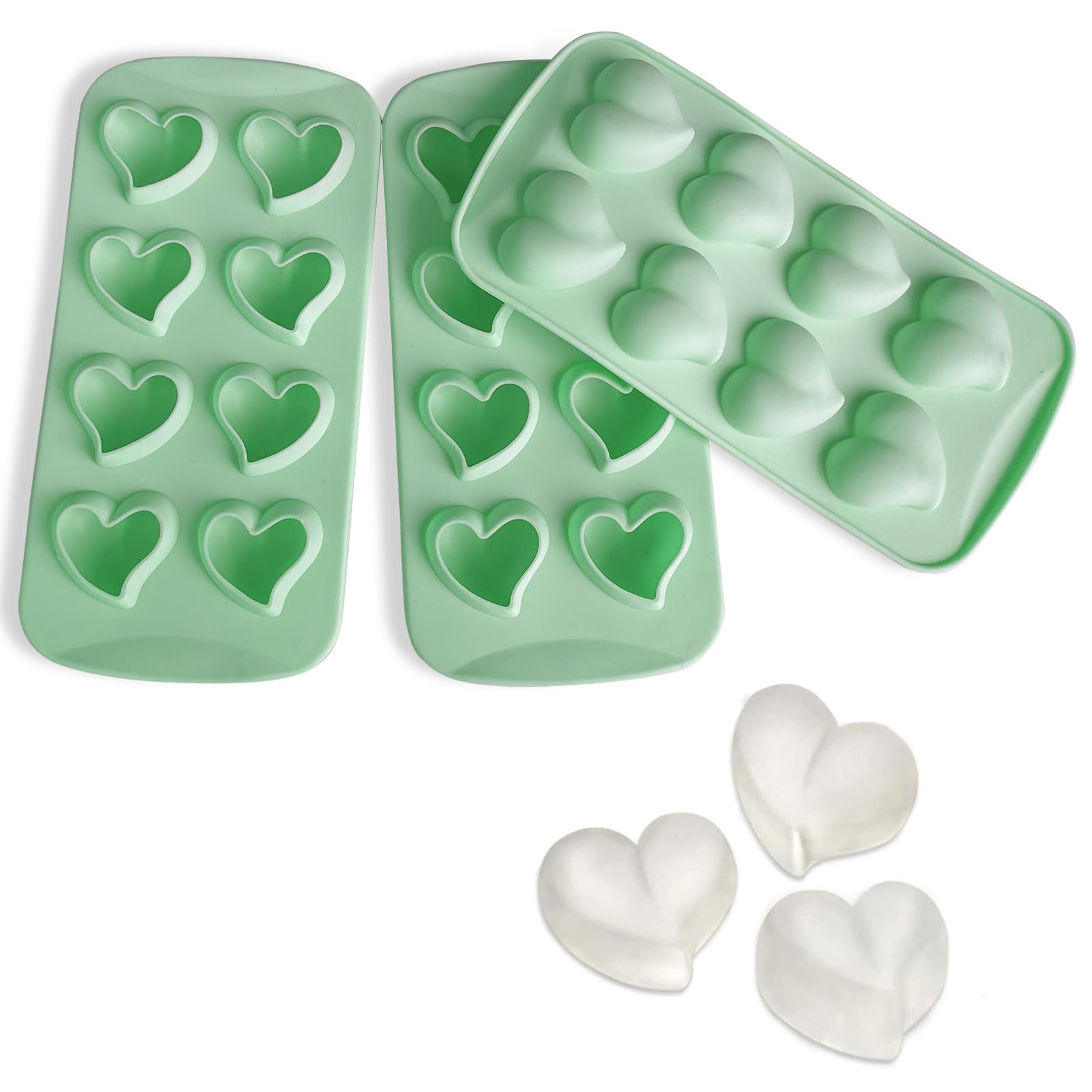 3-Pack Silicone Ice Cube Trays - Peach Heart Shaped Molds for Whiskey, Cocktails, Beverages, Pudding & Chocolate - Perfect for Parties, Home Bars & Kitchen Use