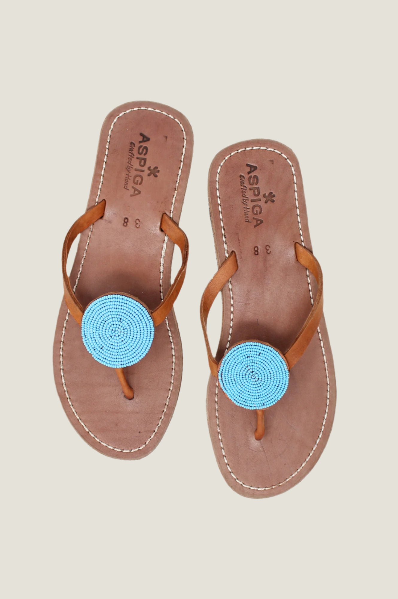 Turquoise Leather Sandals for Women - Comfortable Disc Design Flat Sandals - Perfect for Beach, Vacation & Summer Outfits