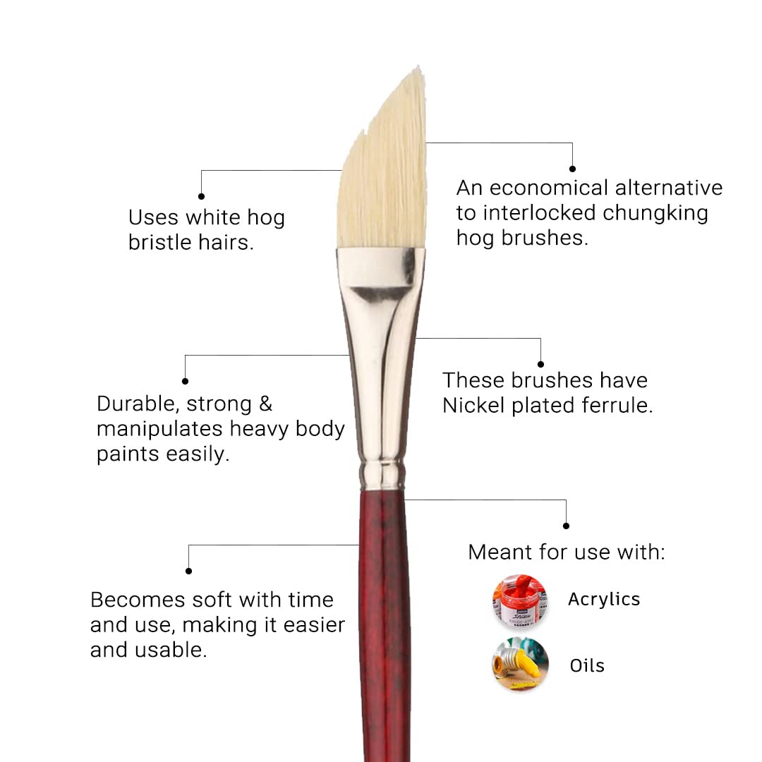 Art Essentials SUPREMO White Bristle Oil & Acrylic Paint Brush - Series 140D Dagger Long Handle (1/8 Inch) - High Color Retention, Smooth Flow - Perfect for Canvas Painting, Fine Detailing & Professional Artwork