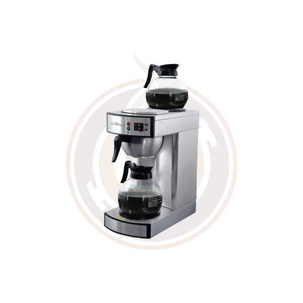 Omcan Stainless Steel Coffee Maker with 2 Glass Decanters - 2.2L Capacity for Home & Office Use - Perfect for Entertaining Guests & Daily Brewing (Model 44313)