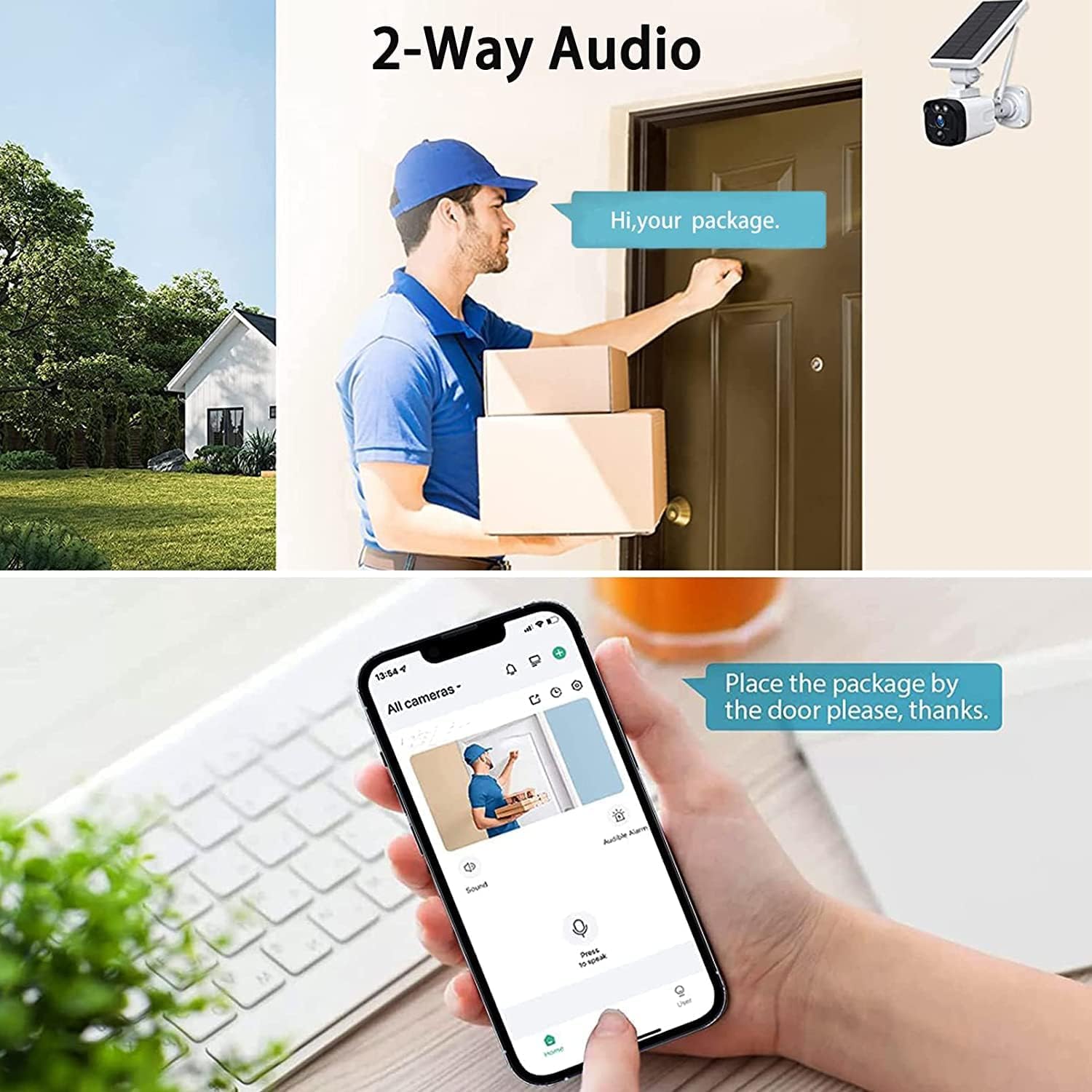 CAMCAMP 4MP Solar-Powered Wireless Outdoor Security Camera System - Weatherproof Home Surveillance with Non-Stop Solar Charging, 2-Way Audio, Human Detection & Night Vision - Ideal for Backyard, Front Door, Garage and Property Monitoring