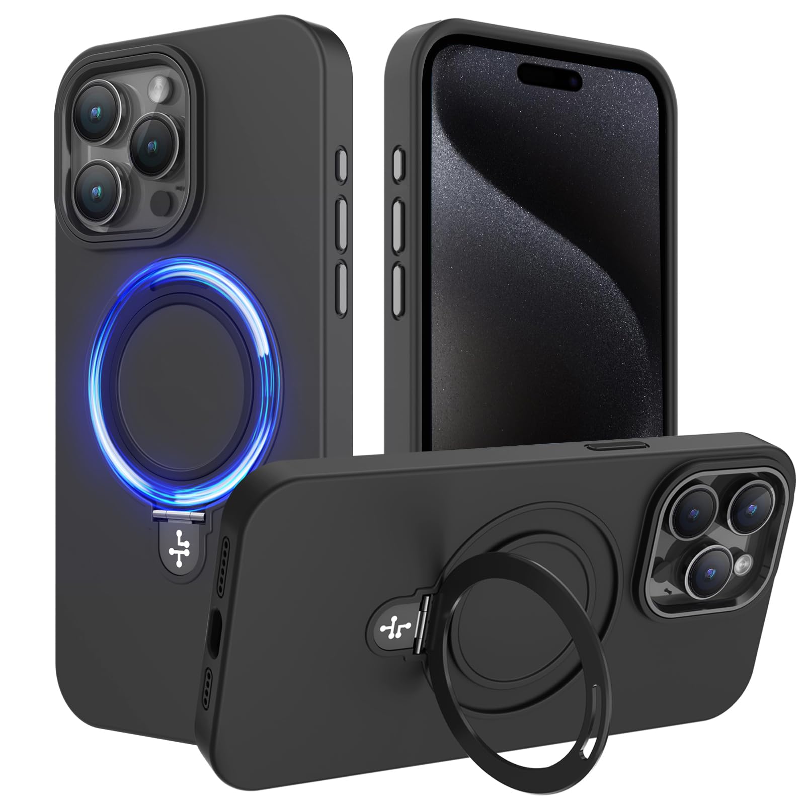 LAUDTEC Magnetic Silicone Invisible Stand Case for iPhone 15 Pro Max 6.7