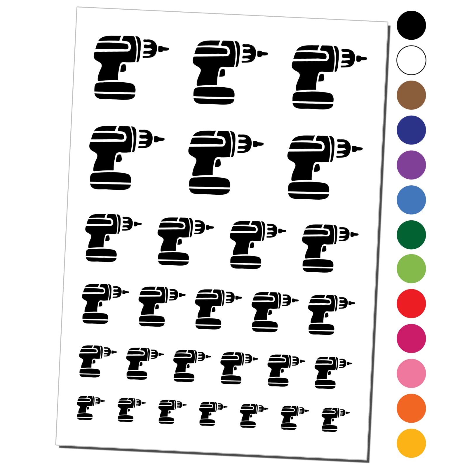 Craftsman Hand Power Drill Temporary Tattoo Set - Waterproof Fake Body Art Collection (Black, 1 Sheet) | DIY Costume, Cosplay & Halloween Accessories