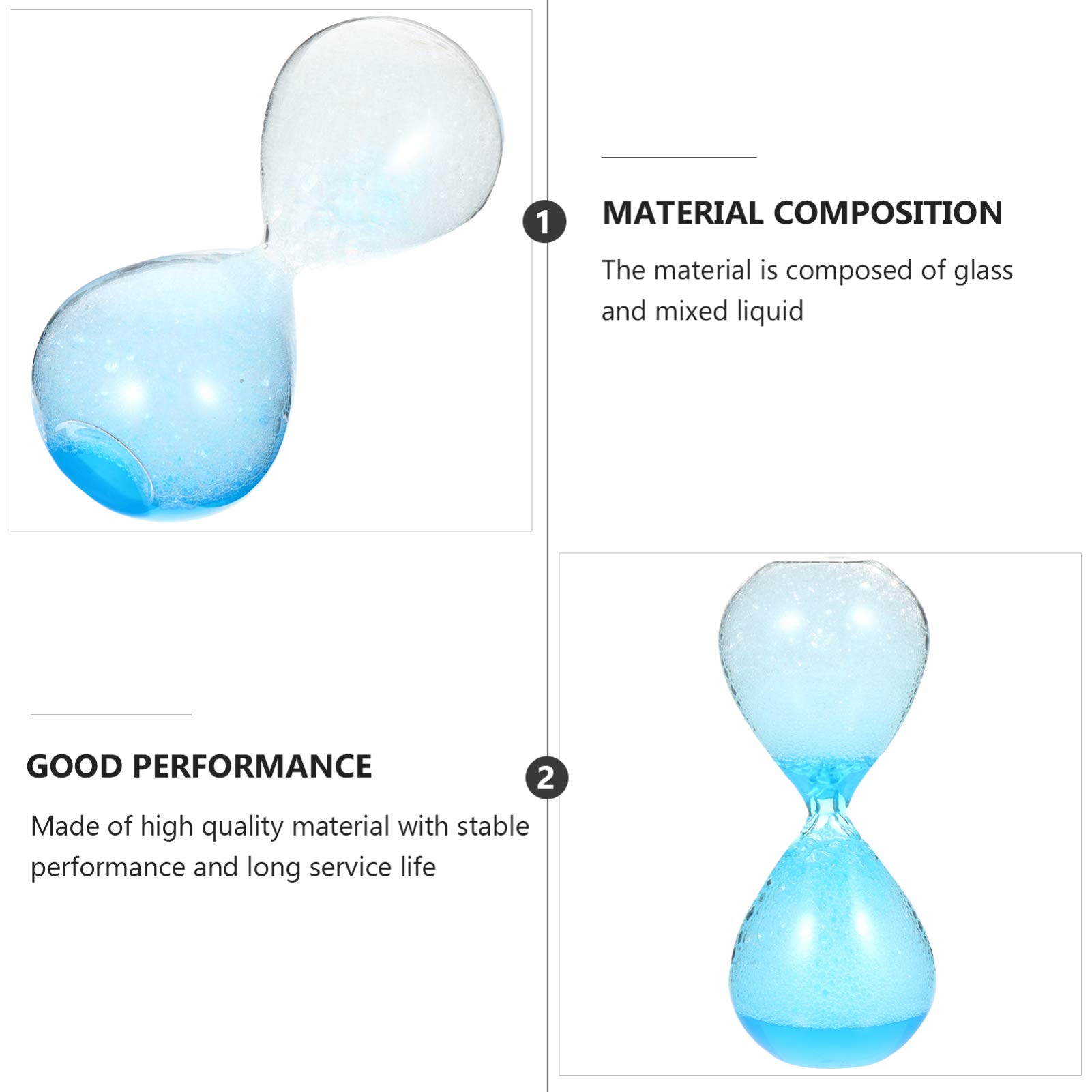 **Cabilock Blue Glass Hourglass Timer - 3-Minute Liquid Motion Bubble Timer for Meditation, Yoga, and Relaxation - Unique Home Decor and Birthday Gift Idea**