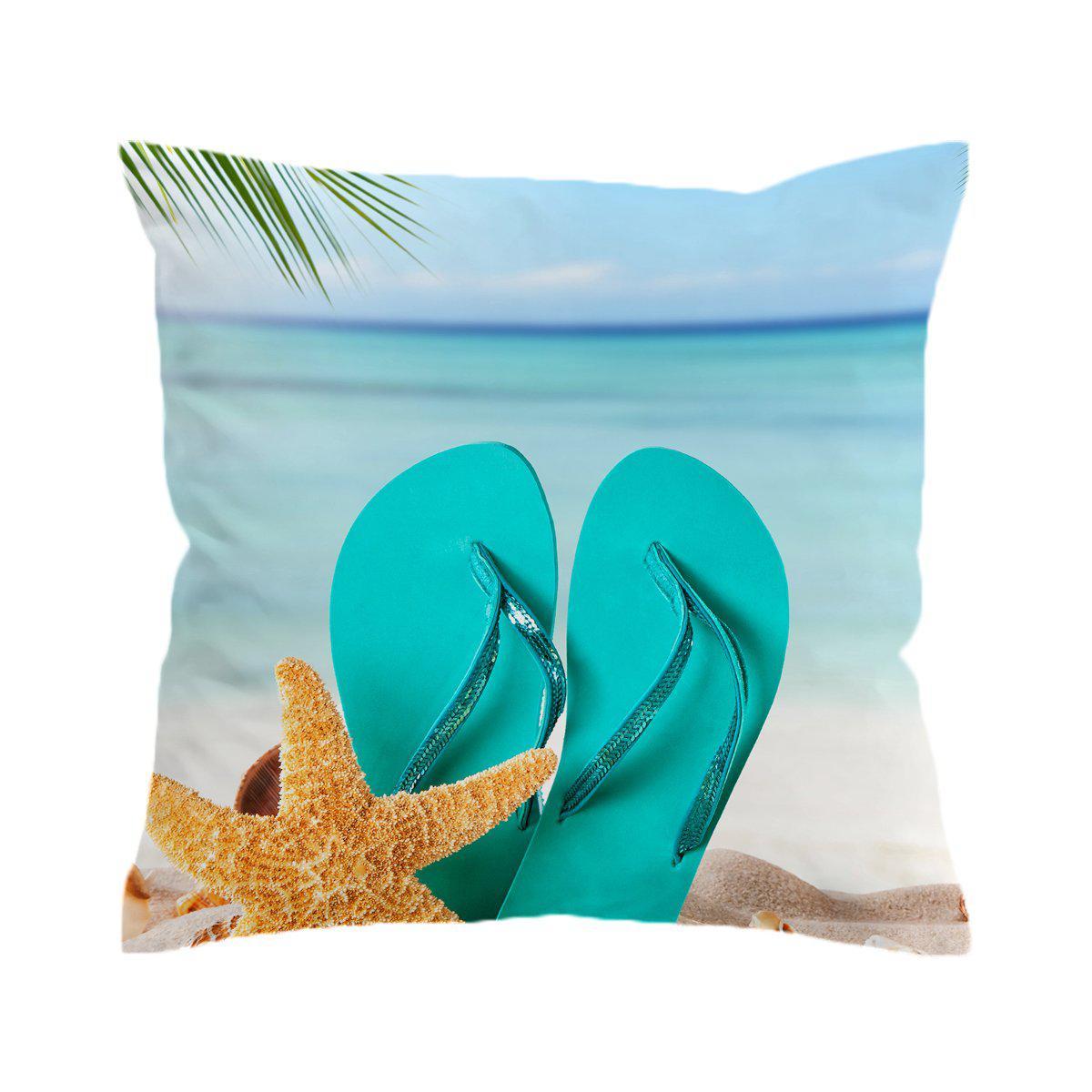 Beach Flip Flops Pillow Cover - Tropical Summer Decor for Outdoor Patio, Living Room & Coastal Home Decor