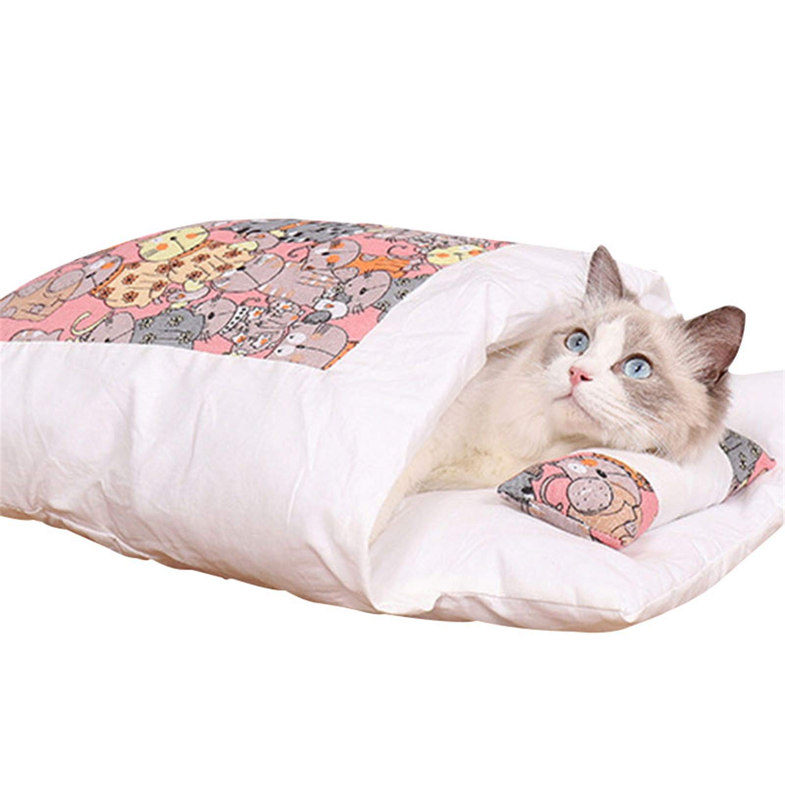 OUYG Super Cute Cat Cave - Warm & Cozy Cat Sleeping Bag, Removable Pet Bed for Small Cats & Kittens | Perfect Indoor Cat House, Dog Bed & Winter Warming Pet Bed for Cold Nights