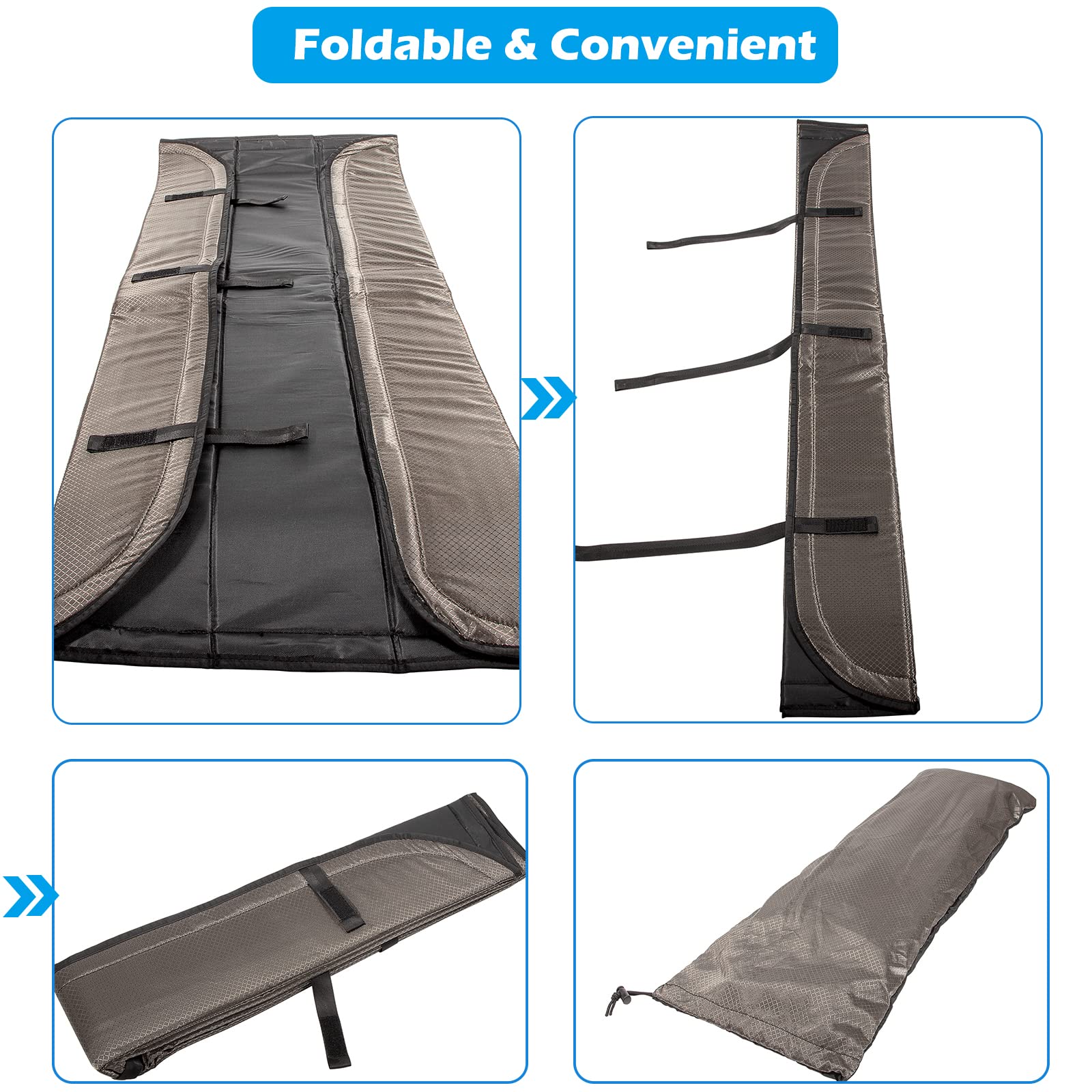 Foldable Insulated Blackout Sun Shade Cover for Ford Transit Van 2015-2022 - Crew Window & Windshield Protector for Heat, UV Rays & Privacy - Perfect for Camping, Travel & Parking