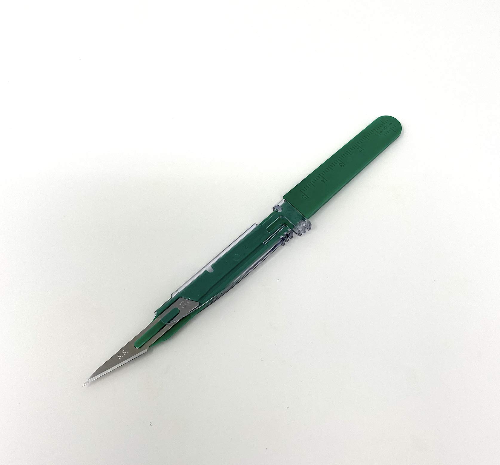 Sterile Disposable Safety Scalpels - Size 15 Stainless Steel Surgical Blades with Plastic Handle & Metric Line, Individually Foil Wrapped (500 Count Case) - Ideal for Medical Procedures, First Aid Kits & Veterinary Use
