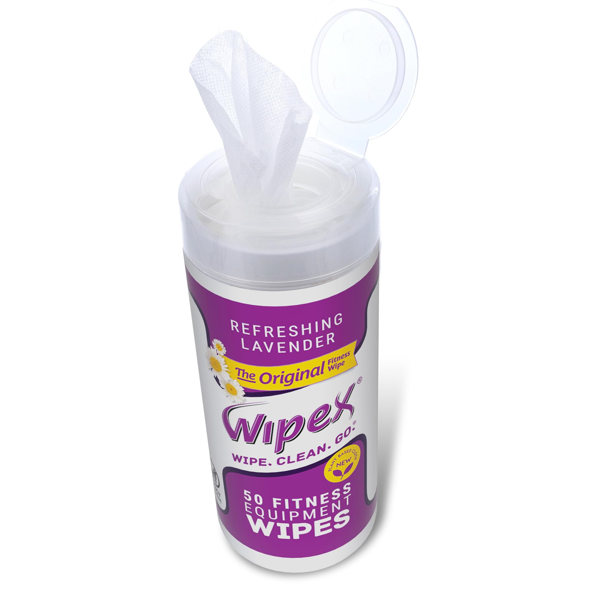 Wipex Original Plant-Based Gym Wipes - No-Lint Fitness Equipment Cleaner for Yoga Mats, Peloton Bikes & Workout Gear with Lavender & Vinegar (50 Count) | Perfect for Home Gyms, Studios & Post-Workout Cleaning