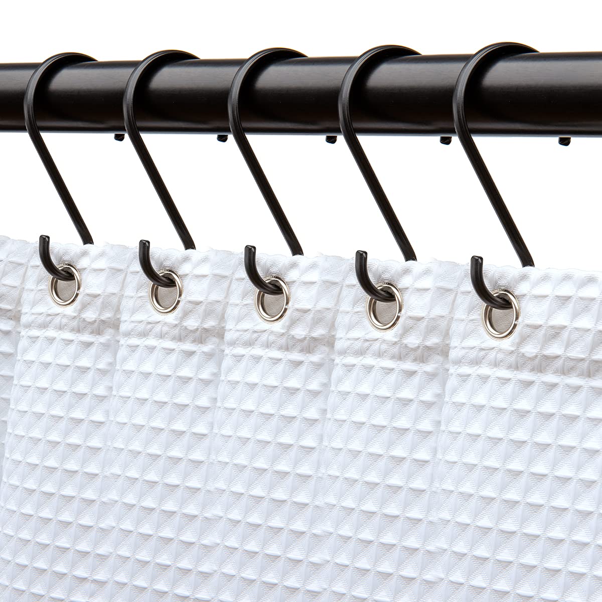 Utopia Alley Shower Curtain Rings - 12 Pack Rustproof Zinc S-Shaped Hooks for Bathroom (Black) | Durable Shower Accessories for Home & Hotel Use