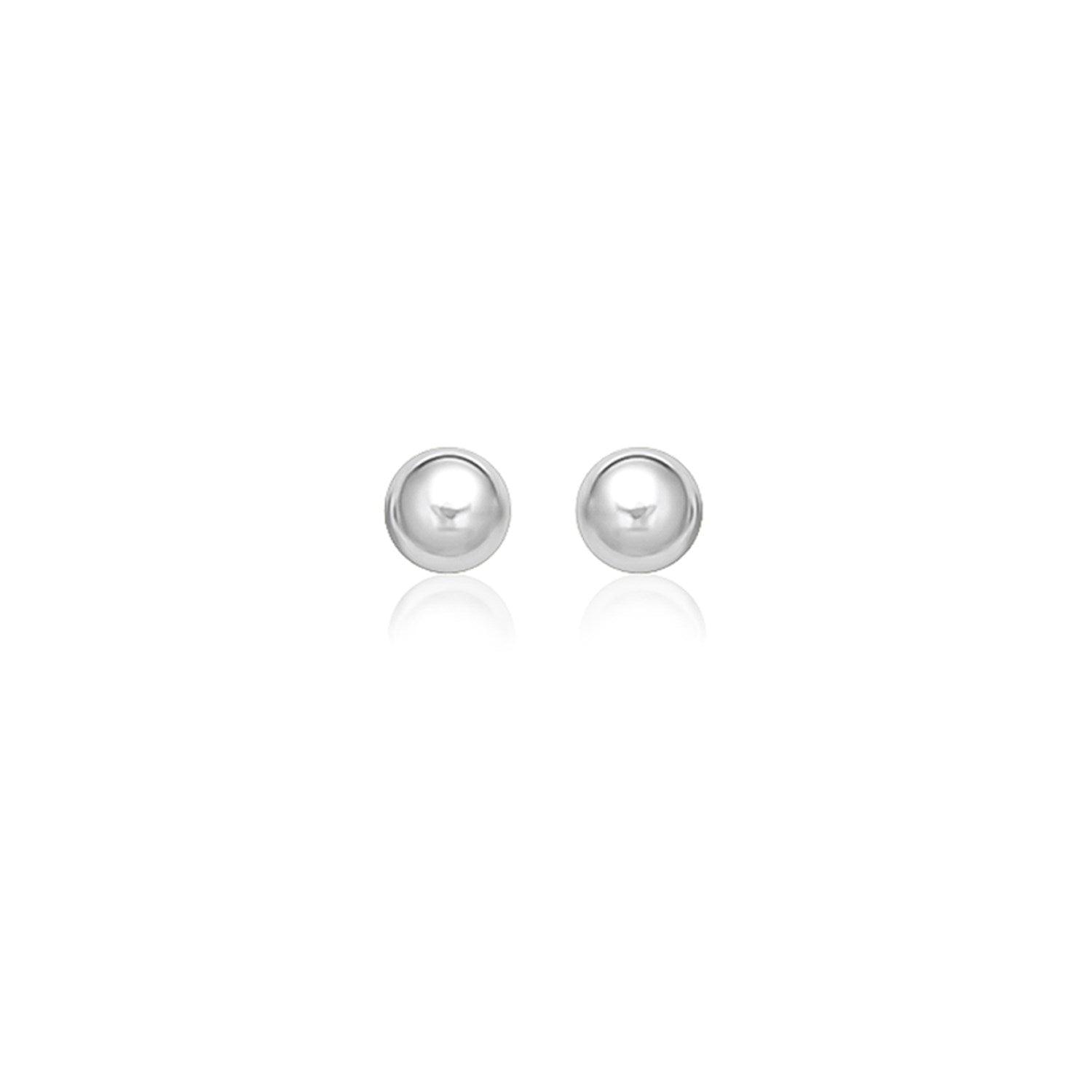 14K White Gold Classic Stud Earrings - 8.0mm Round Cubic Zirconia Earrings for Women | Perfect for Everyday Wear, Gift Giving & Special Occasions