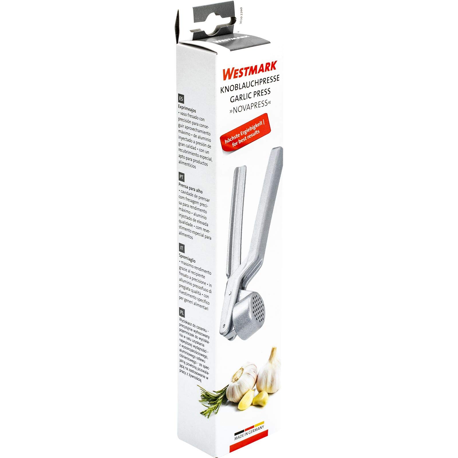 Westmark Novapress Garlic Press - Heavy Duty Stainless Steel Garlic Crusher & Mincer - Easy to Clean & Dishwasher Safe - Perfect for Cooking, Baking & Meal Prep