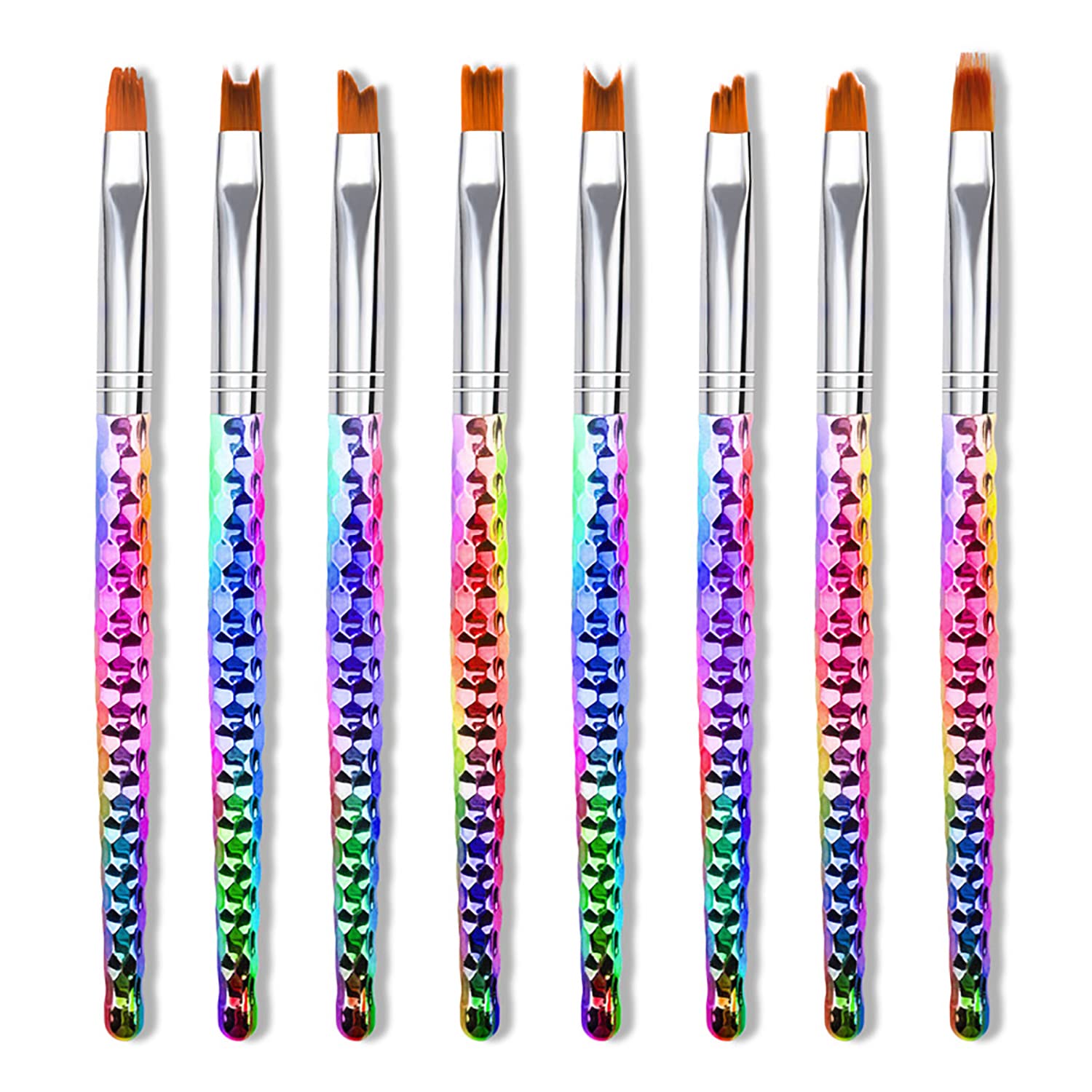 WOKOTO 8 Pcs Ombre Nail Brush Set for Acrylic Nails - Gradient Painting, UV Gel Flower Drawing & Nail Art Brushes - Professional Acrylic Application Tools for Salon & Home Manicure | Perfect for French Tips, Ombre Designs & 3D Nail Art