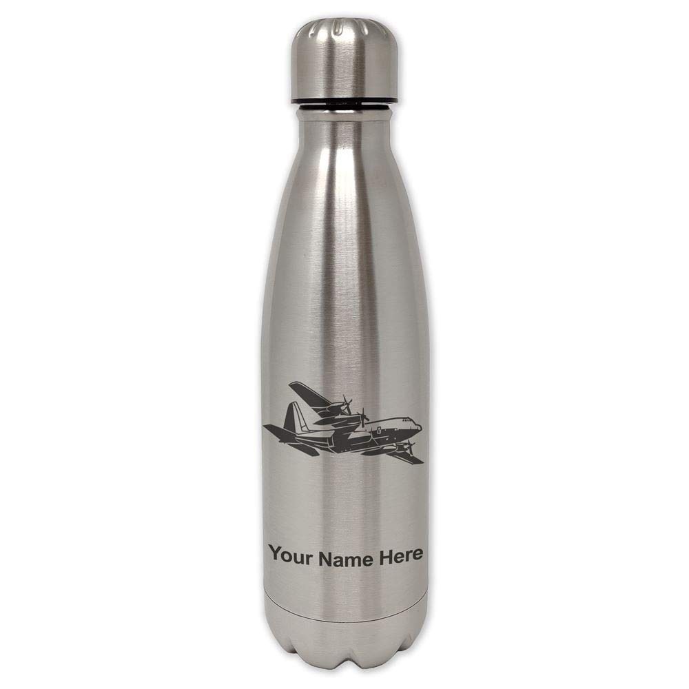 LaserGram Stainless Steel Water Bottle - 20oz Single Wall, Personalized Engraving, Cargo Airplane Design | Perfect for Gym, Hiking & Travel | BPA Free, Leak Proof