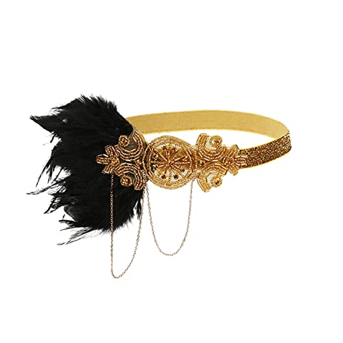 Elegant Flower Feather Hair Clip Headband for Women - Gold Party Hair Accessory, One Size - Perfect for Weddings, Parties & Special Occasions
