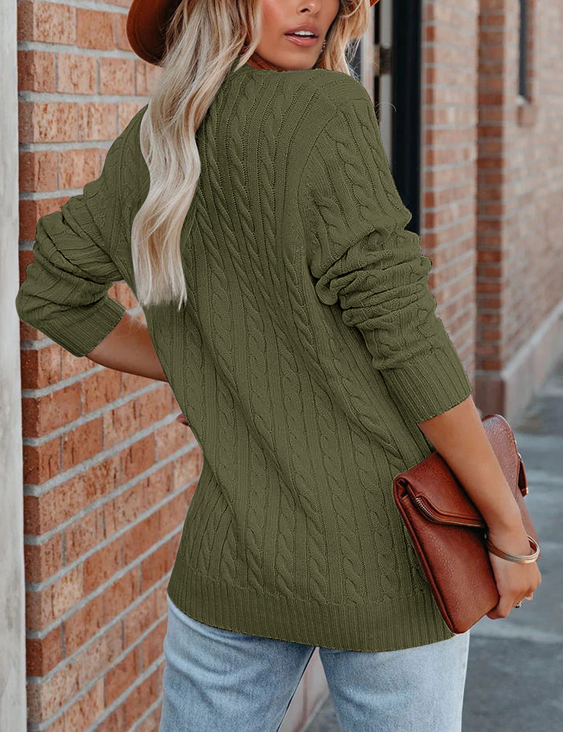 MEROKEETY Women's 2025 Long Sleeve Cable Knit Cardigan Sweater - Soft Button Up Open Front Coat with Pockets for Fall & Winter | Perfect for Office, Date Night and Casual Outfits