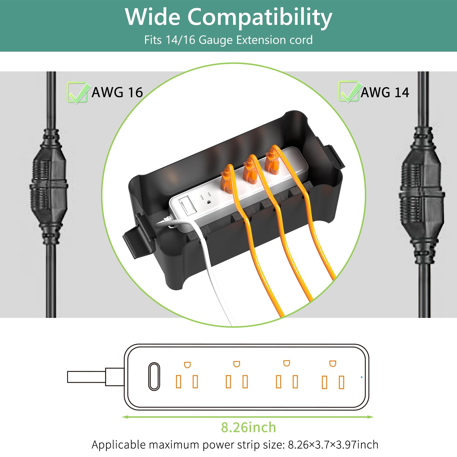 Diivoo Medium Outdoor Electrical Box - Waterproof & Weatherproof Extension Cord Cover for Outdoor Plugs, Black - Ideal for Patio, Garden, and Poolside Use